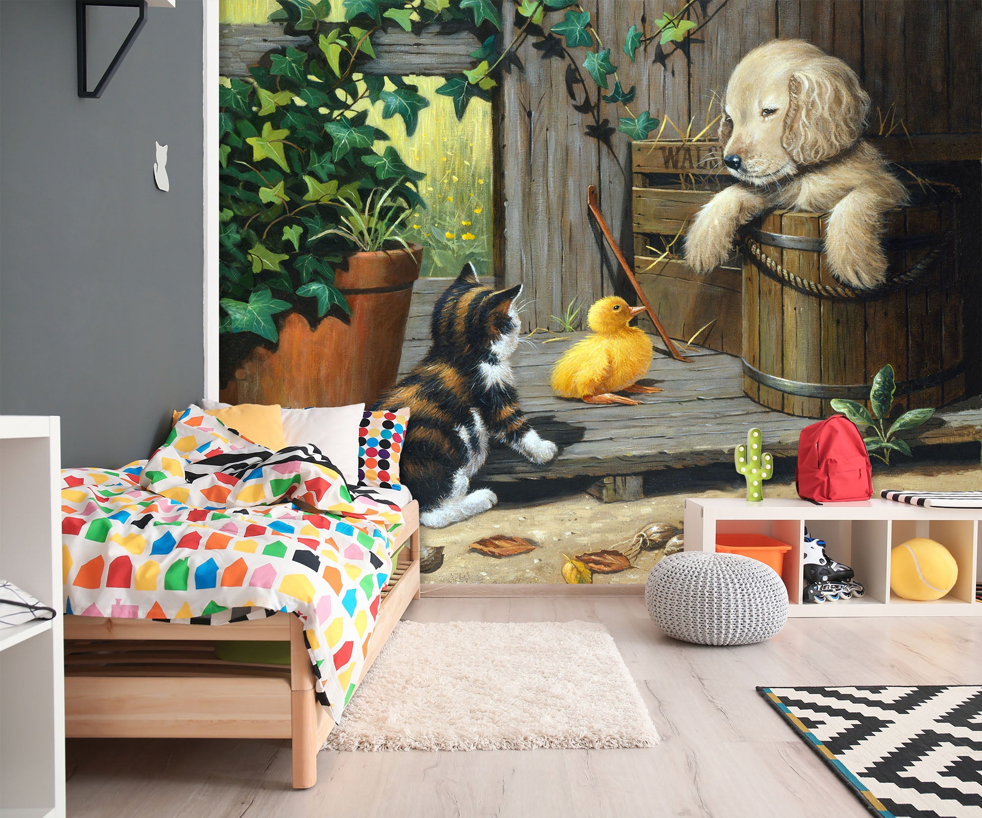 3D Cat Get Together 232 Kevin Walsh Wall Mural Wall Murals
