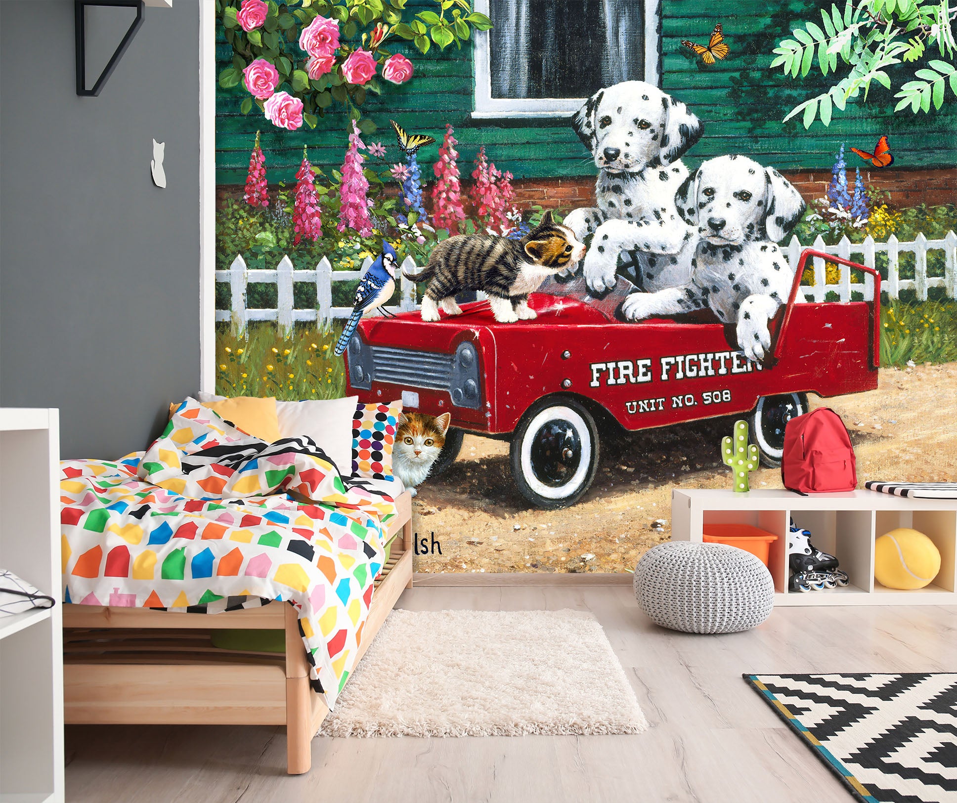 3D Dalmatian Cat 107 Kevin Walsh Wall Mural Wall Murals