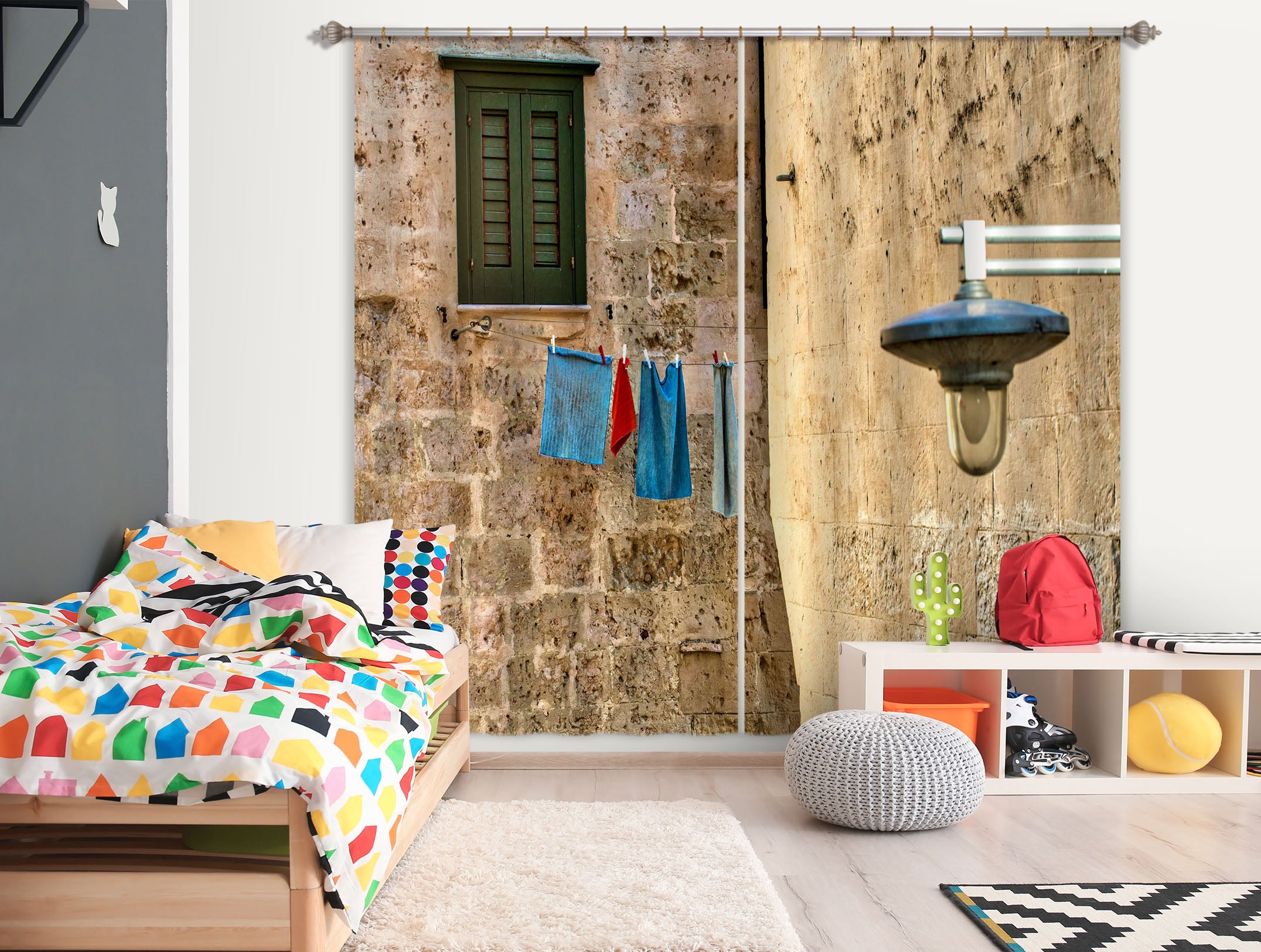 3D Bricks Stacked 043 Marco Carmassi Curtain Curtains Drapes