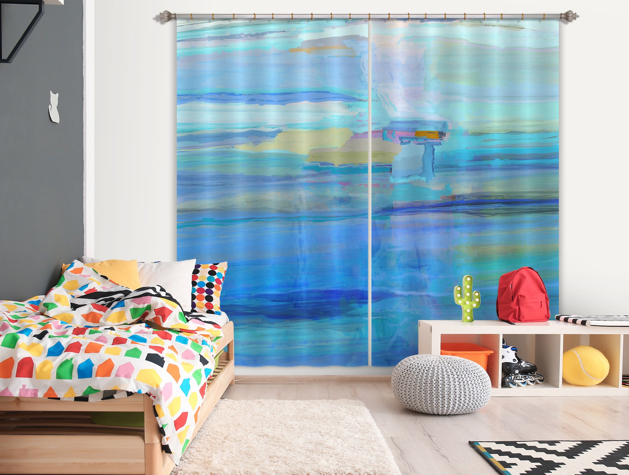 3D Blue Sea 046 Michael Tienhaara Curtain Curtains Drapes