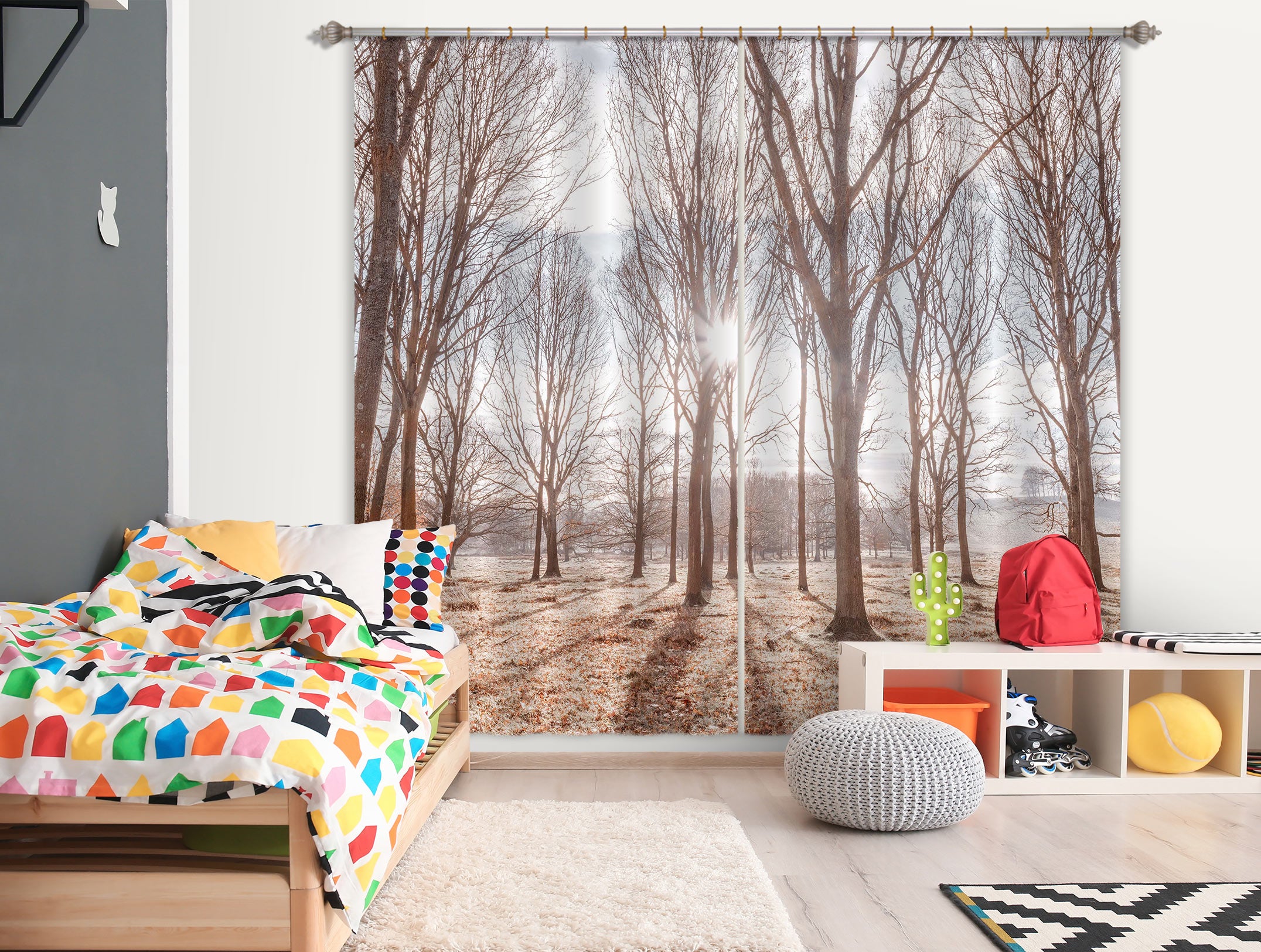 3D Sunny Forest 091 Assaf Frank Curtain Curtains Drapes