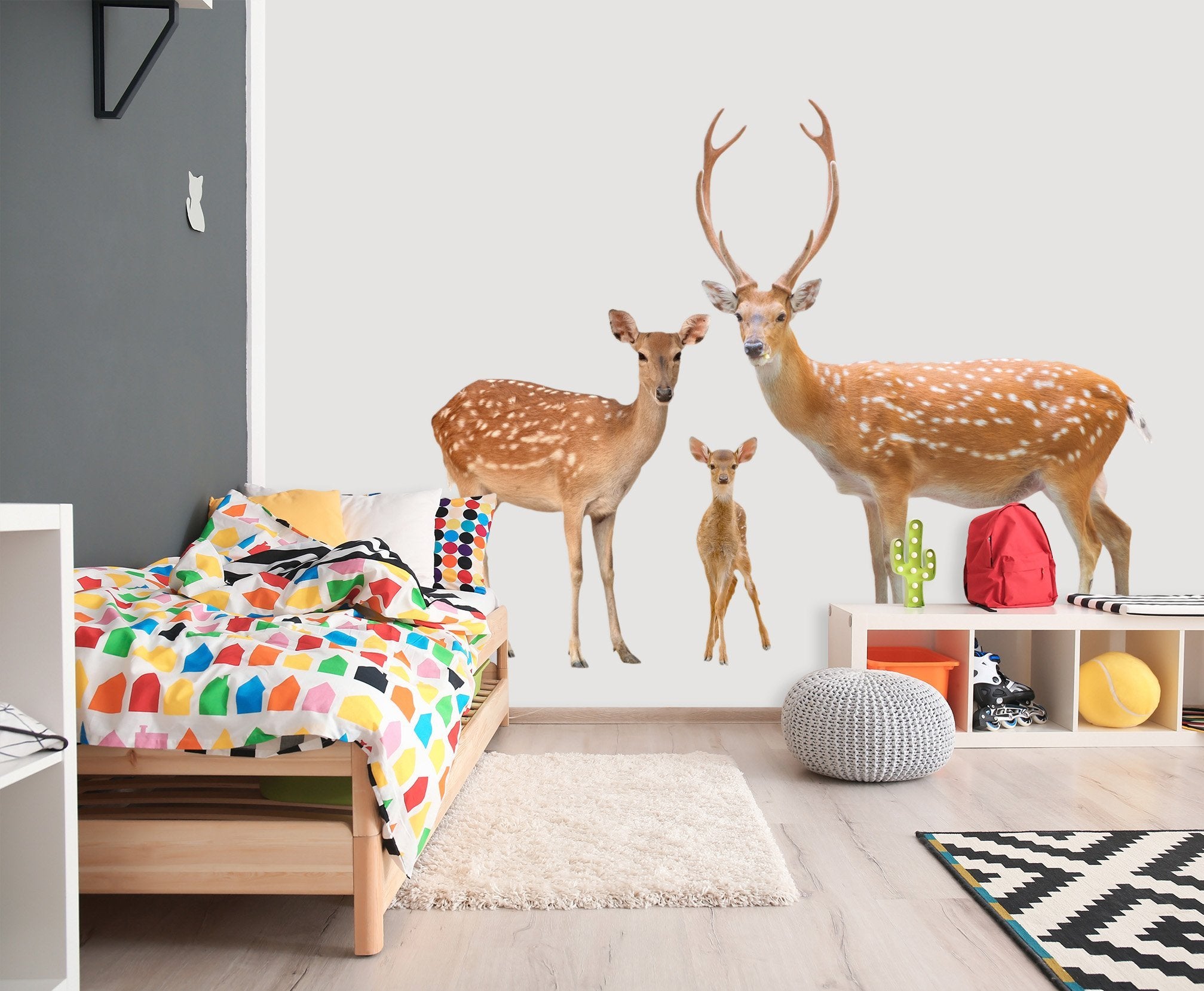 3D Sika Deer Family 114 Animals Wall Stickers Wallpaper AJ Wallpaper 