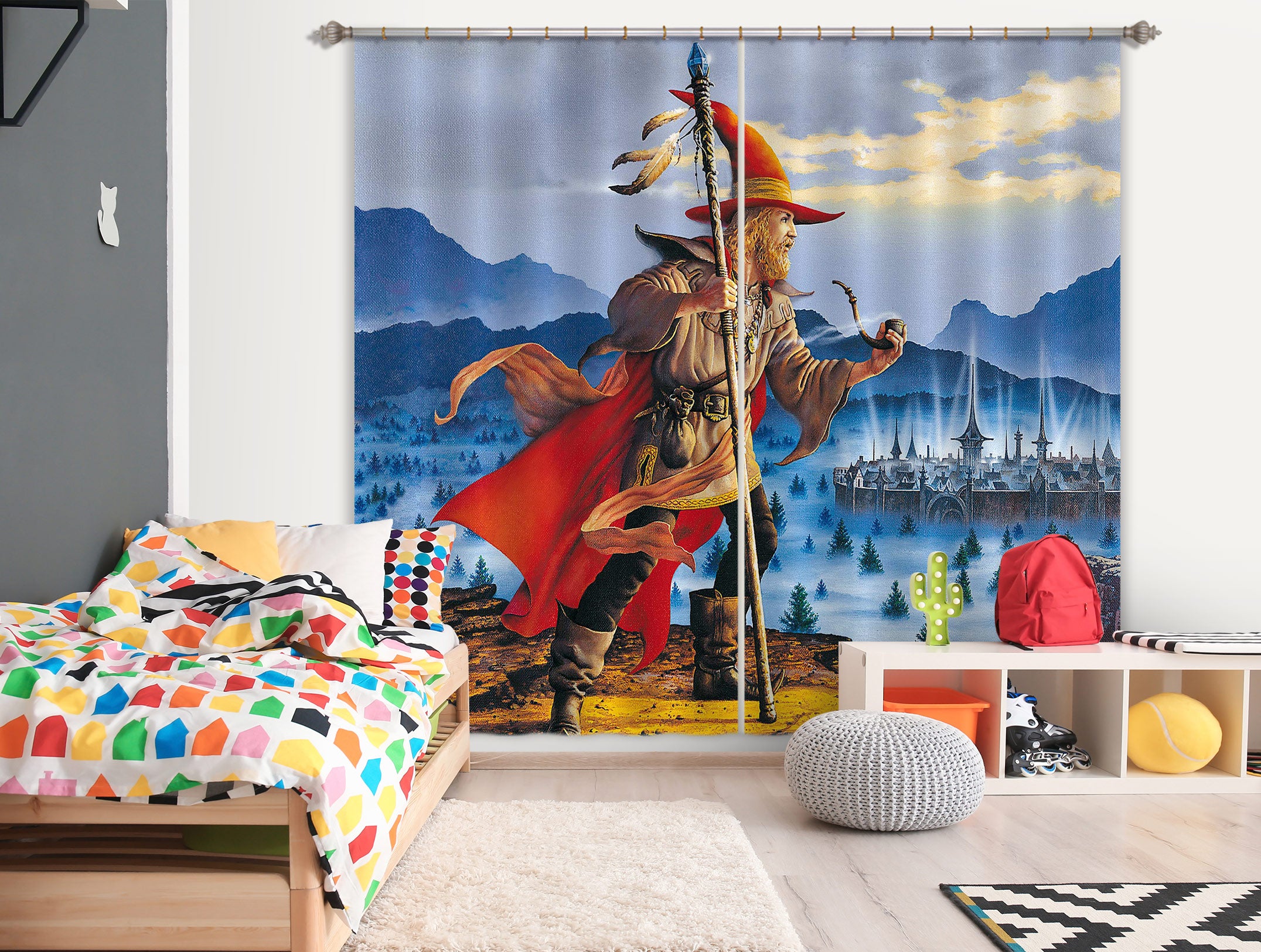 3D Snow Man Red Hat 7184 Ciruelo Curtain Curtains Drapes