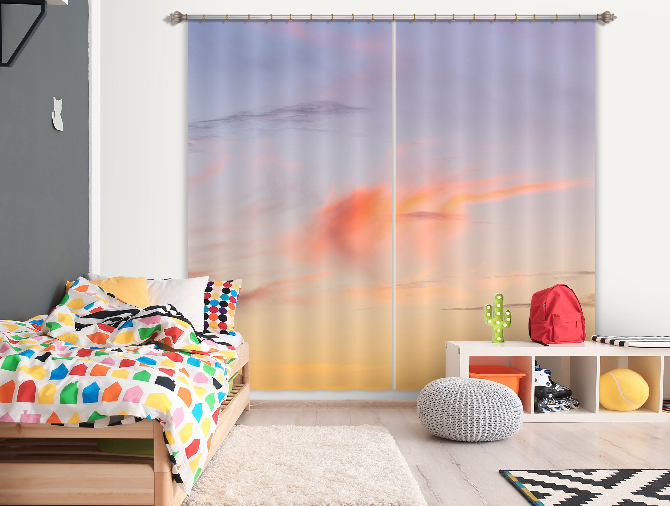 3D Clouds Sunset 6407 Assaf Frank Curtain Curtains Drapes