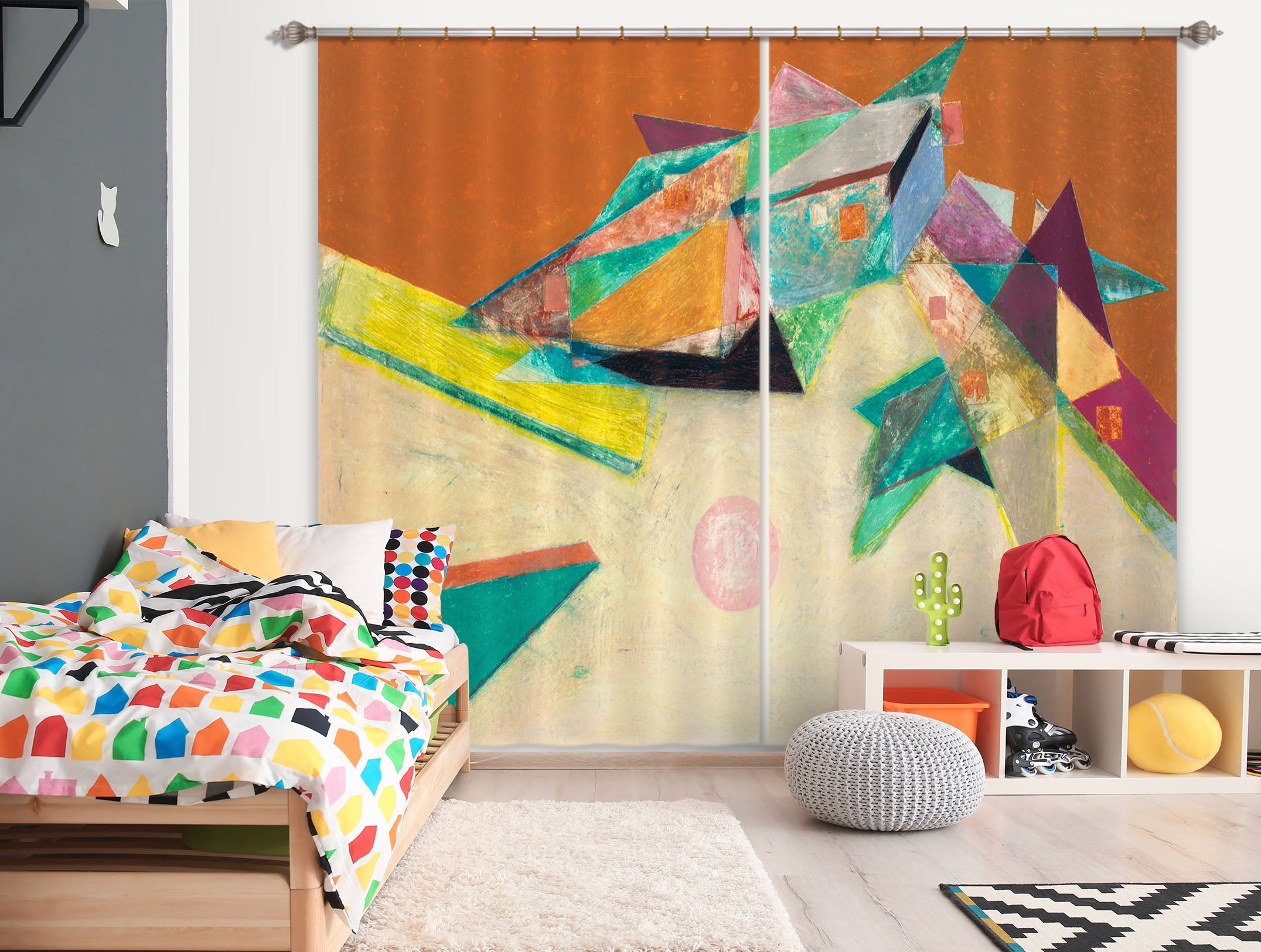 3D Color Origami 106 Allan P. Friedlander Curtain Curtains Drapes