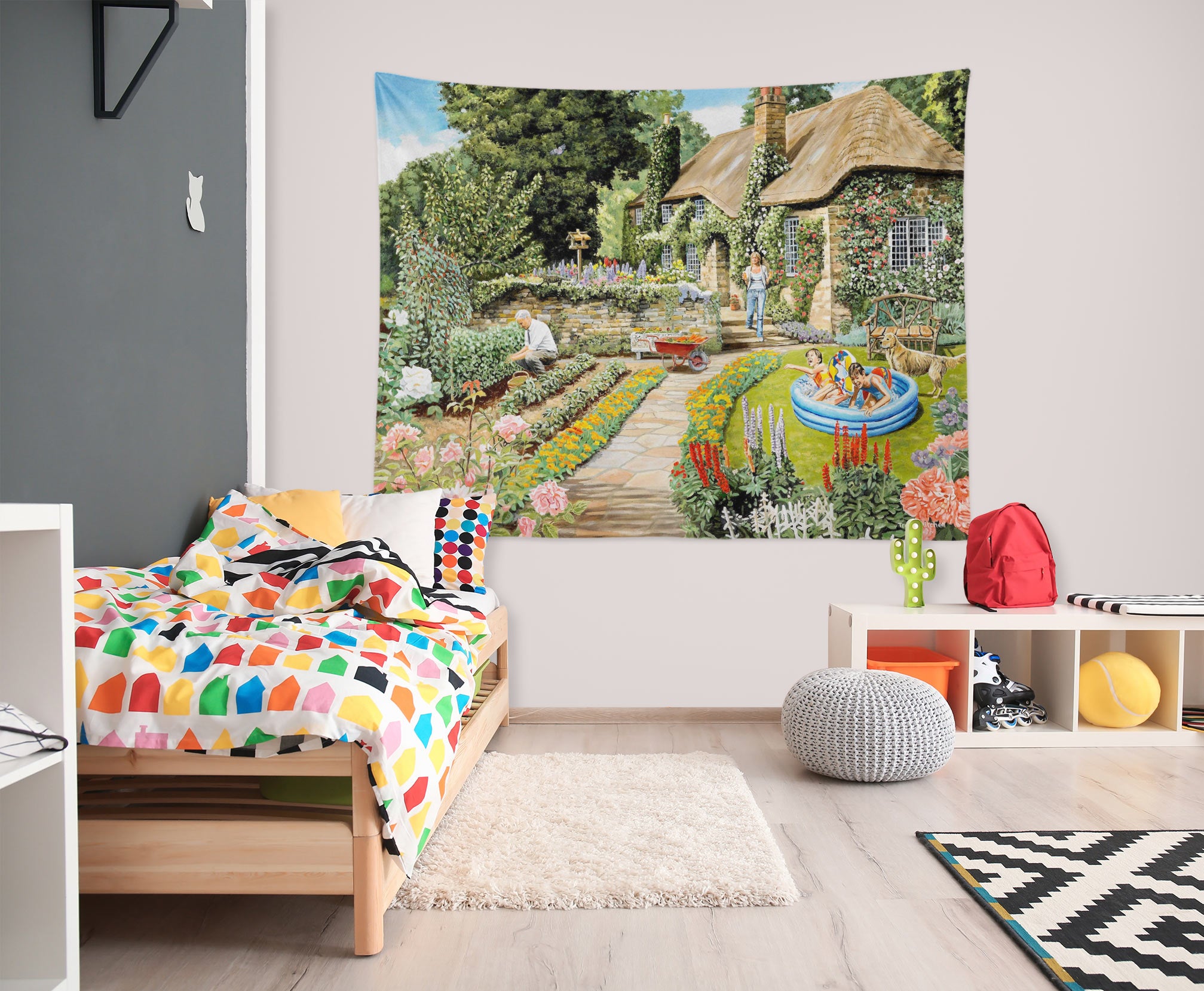 3D Grass Garden House 11284 Trevor Mitchell Tapestry Hanging Cloth Hang