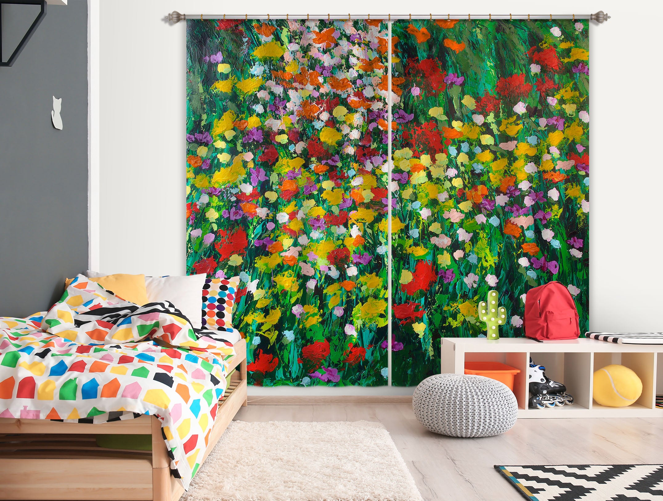 3D Colored Wild Flowers 103 Allan P. Friedlander Curtain Curtains Drapes