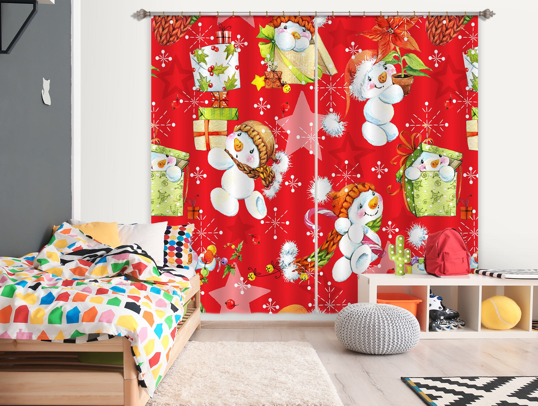 3D Snowman 53081 Christmas Curtains Drapes Xmas
