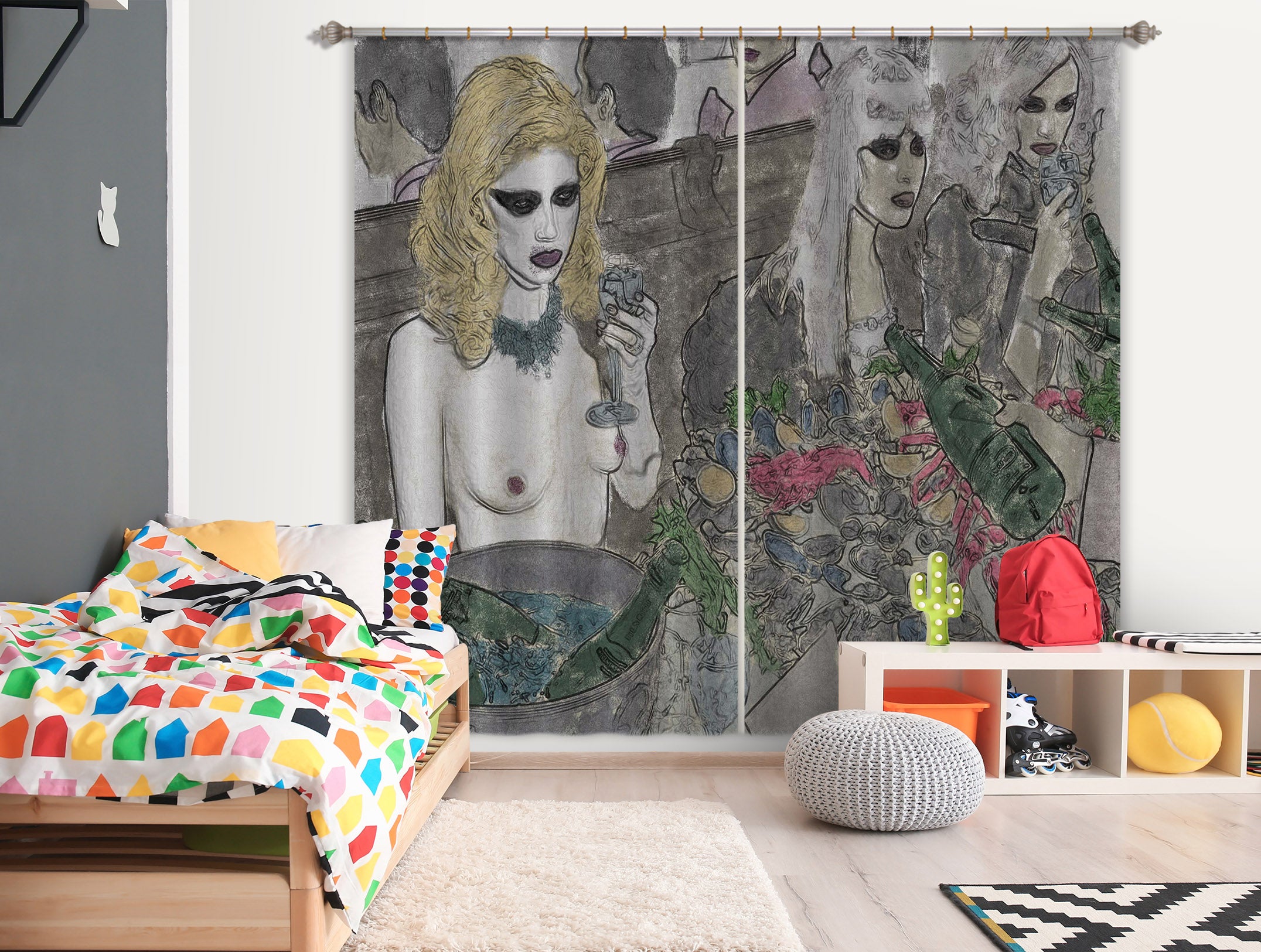 3D Garden Girl 045 Marco Cavazzana Curtain Curtains Drapes
