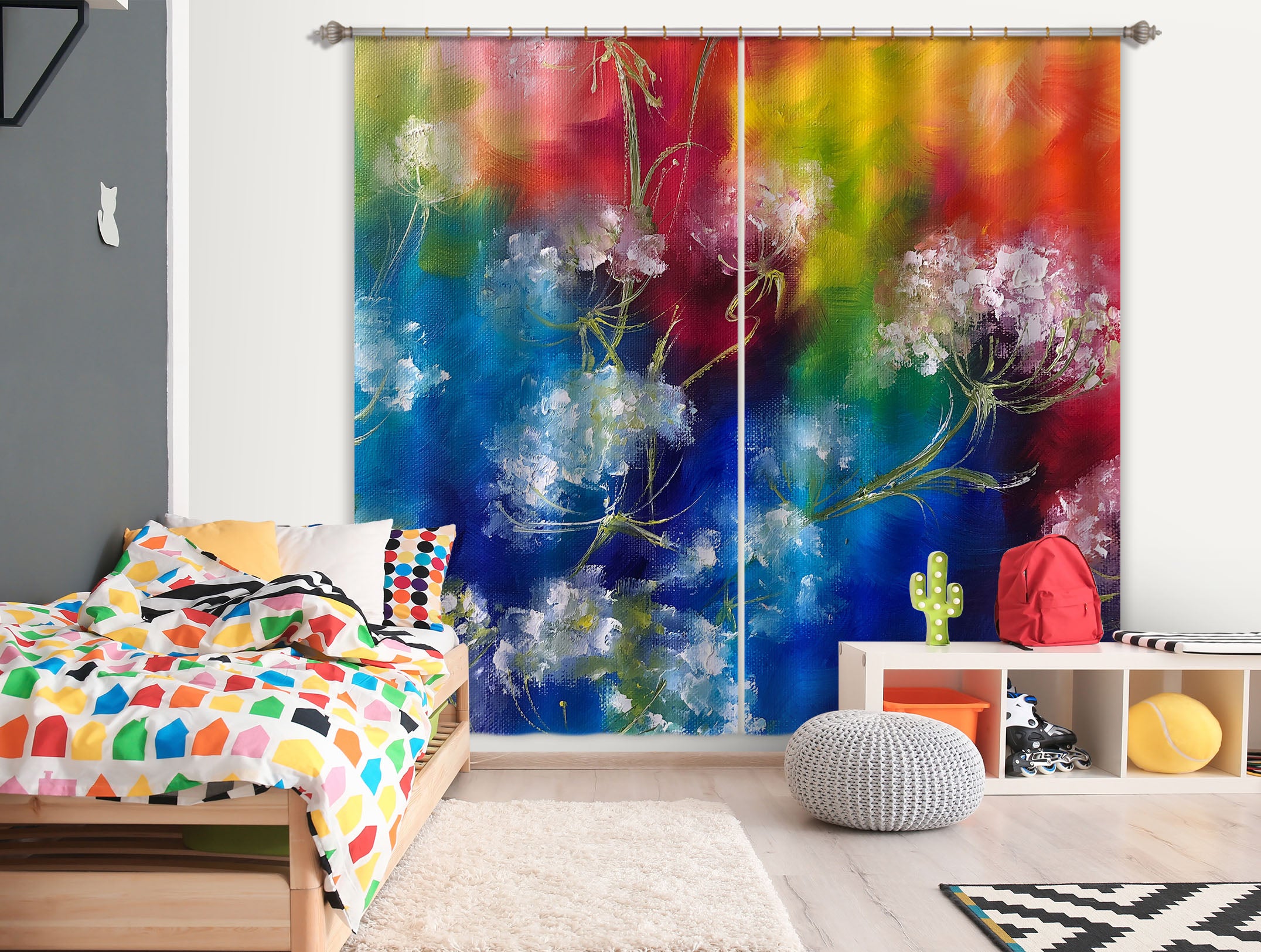 3D Colorful Flower 2414 Skromova Marina Curtain Curtains Drapes