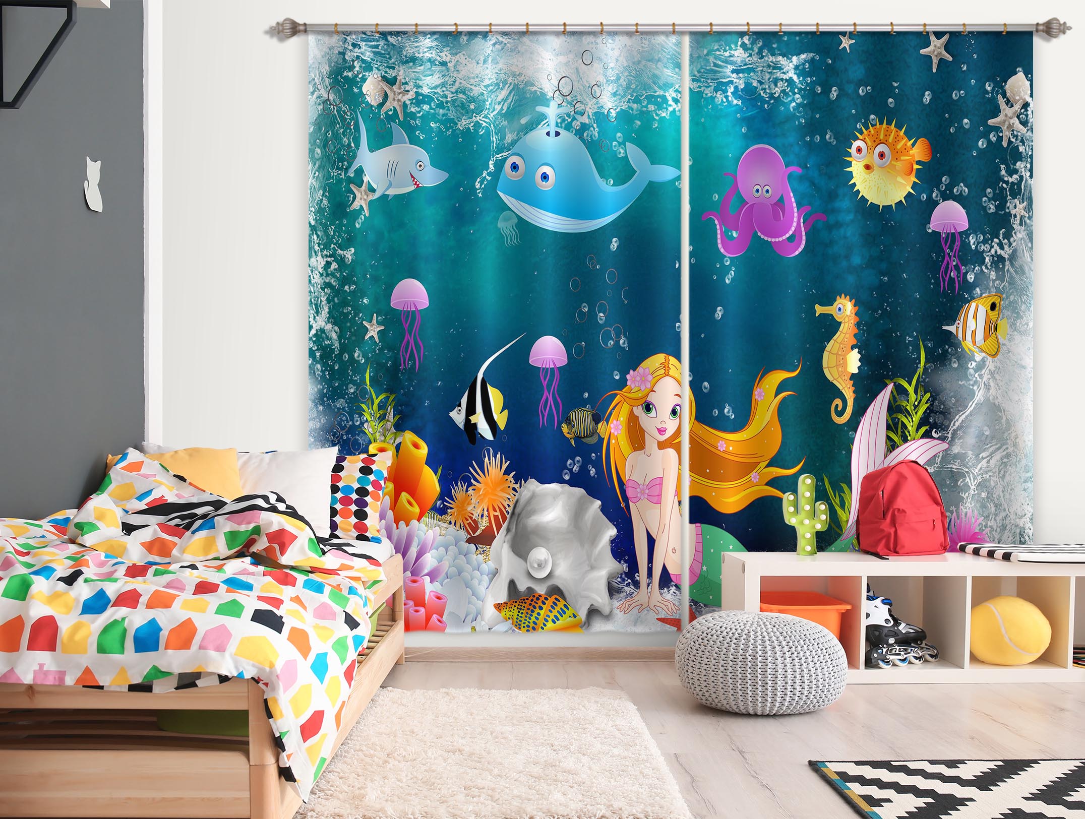 3D Undersea Animal 736 Curtains Drapes