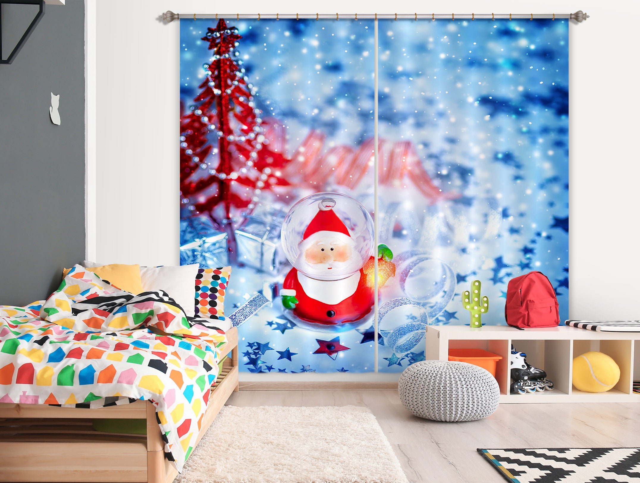 3D Santa Claus Ornaments 53069 Christmas Curtains Drapes Xmas