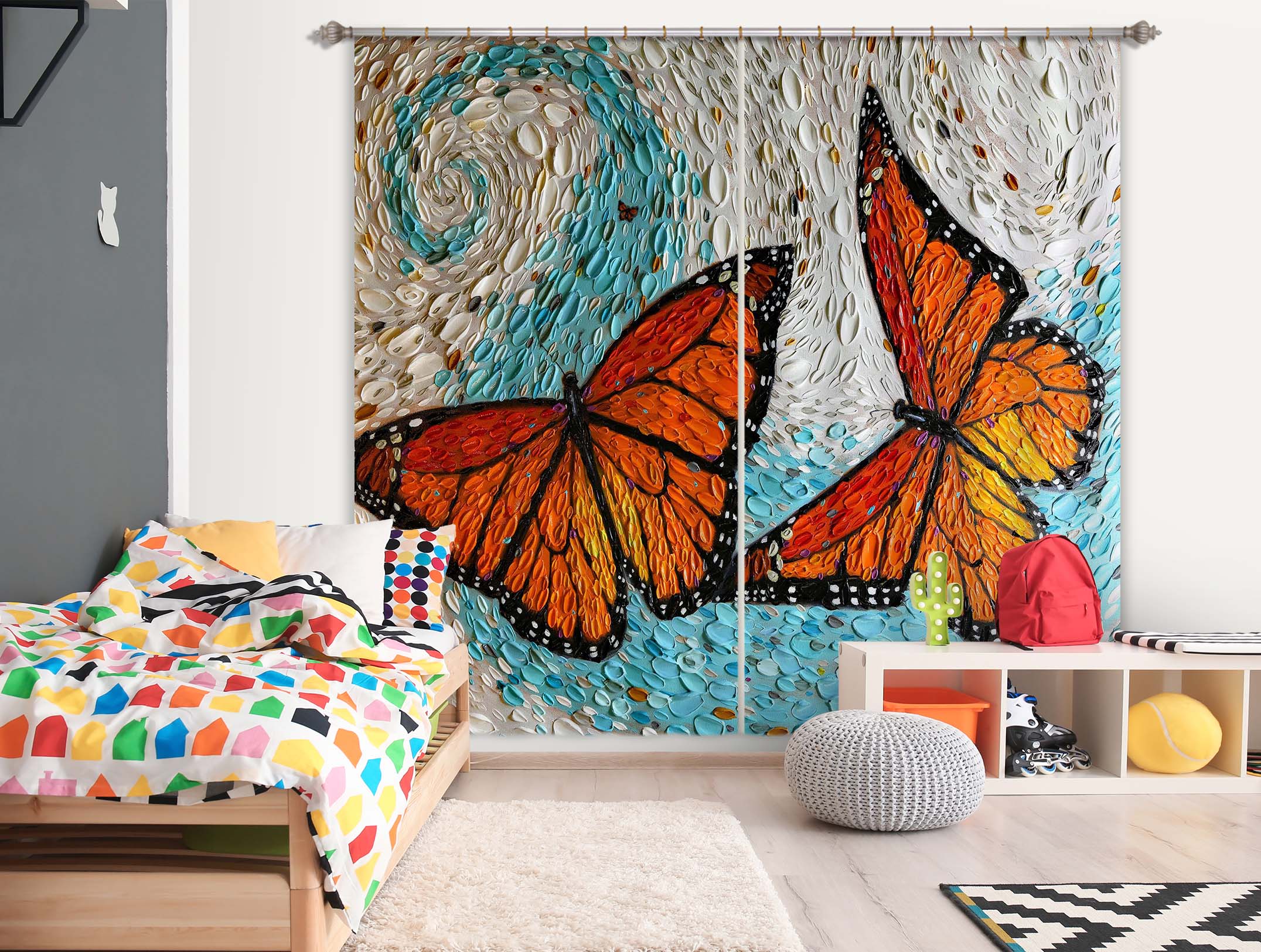 3D Butterfly Specimen 064 Dena Tollefson Curtain Curtains Drapes