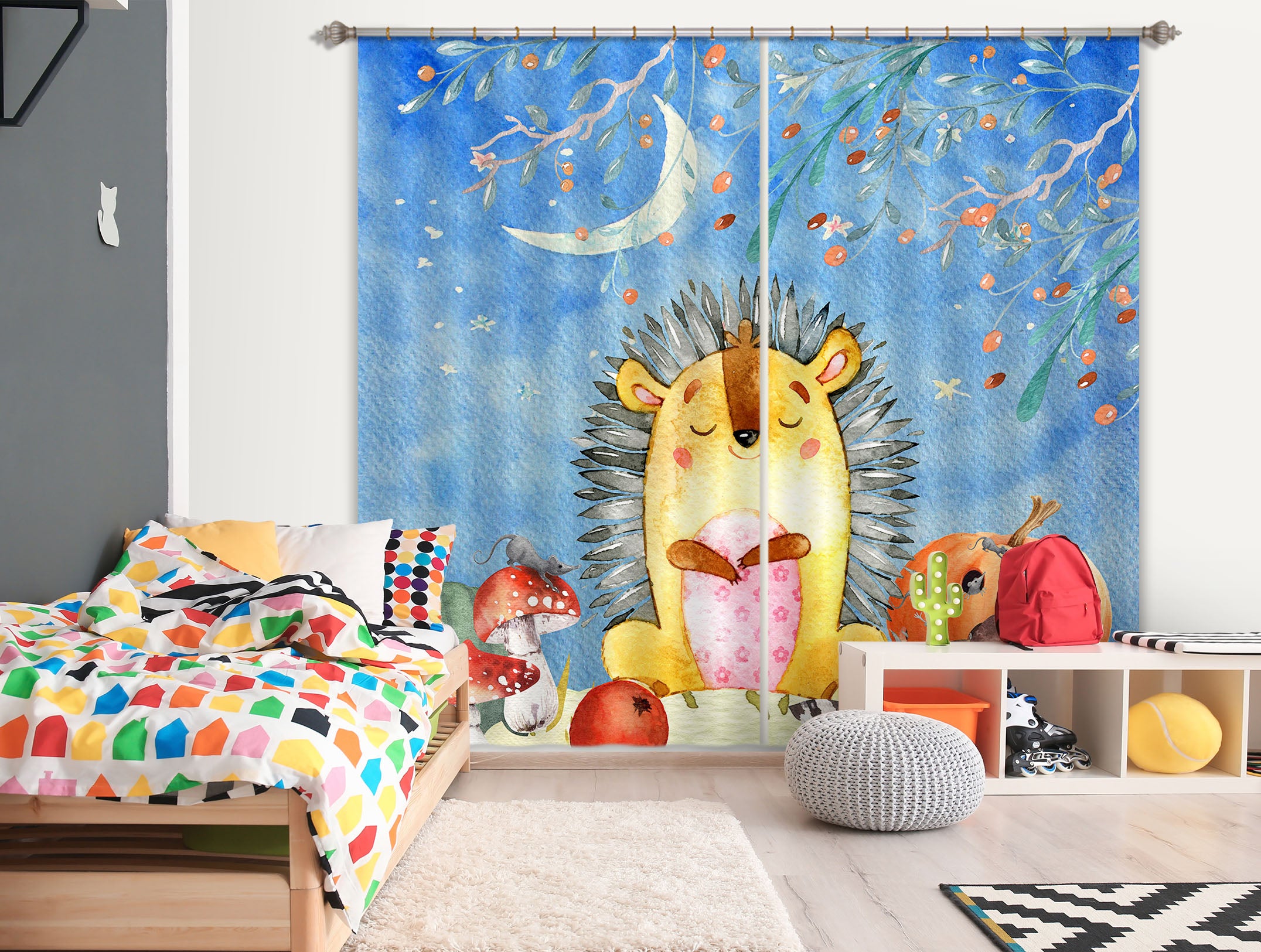 3D Moon Hedgehog 162 Uta Naumann Curtain Curtains Drapes