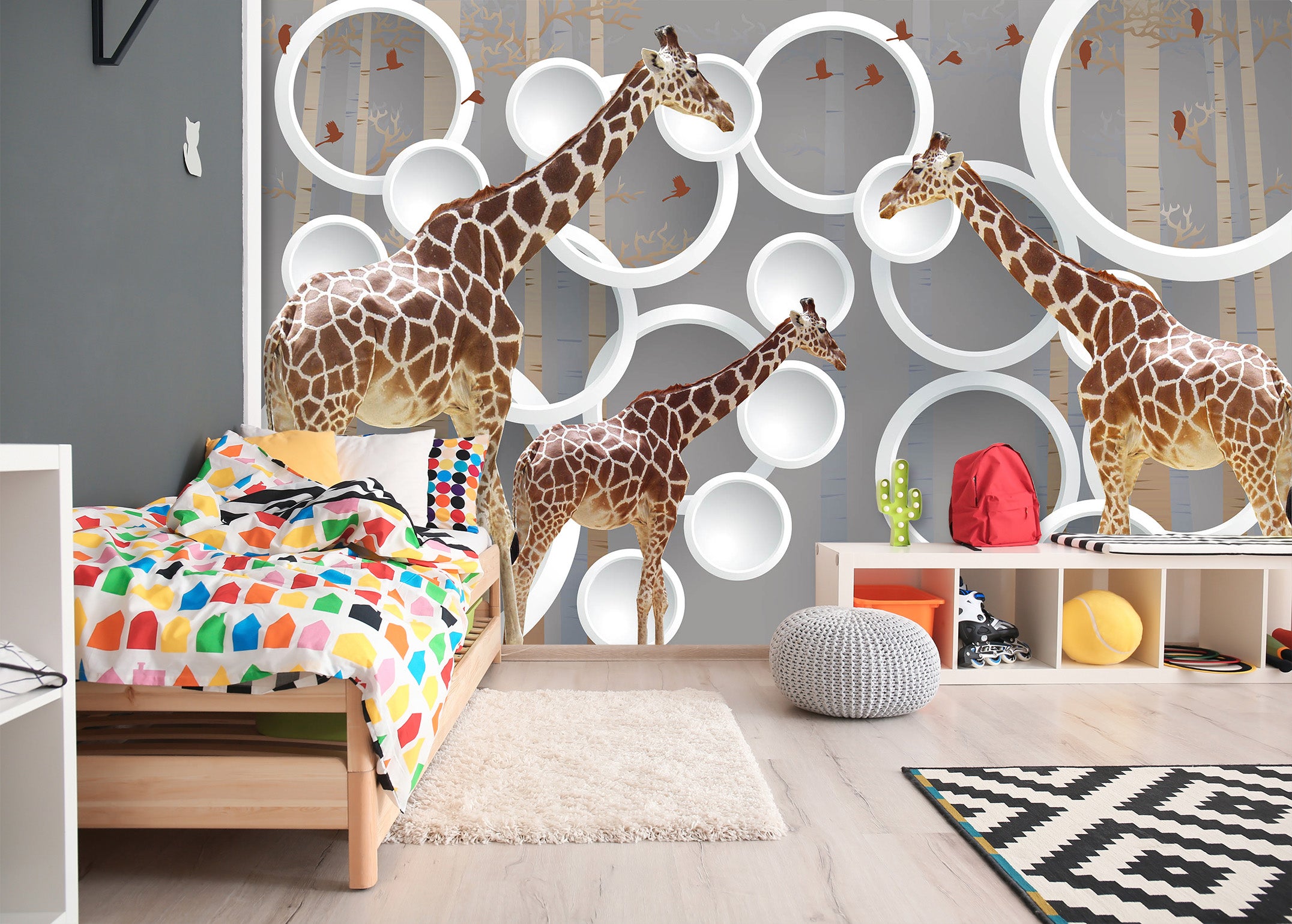 3D Cute Giraffe 1625 Wall Murals