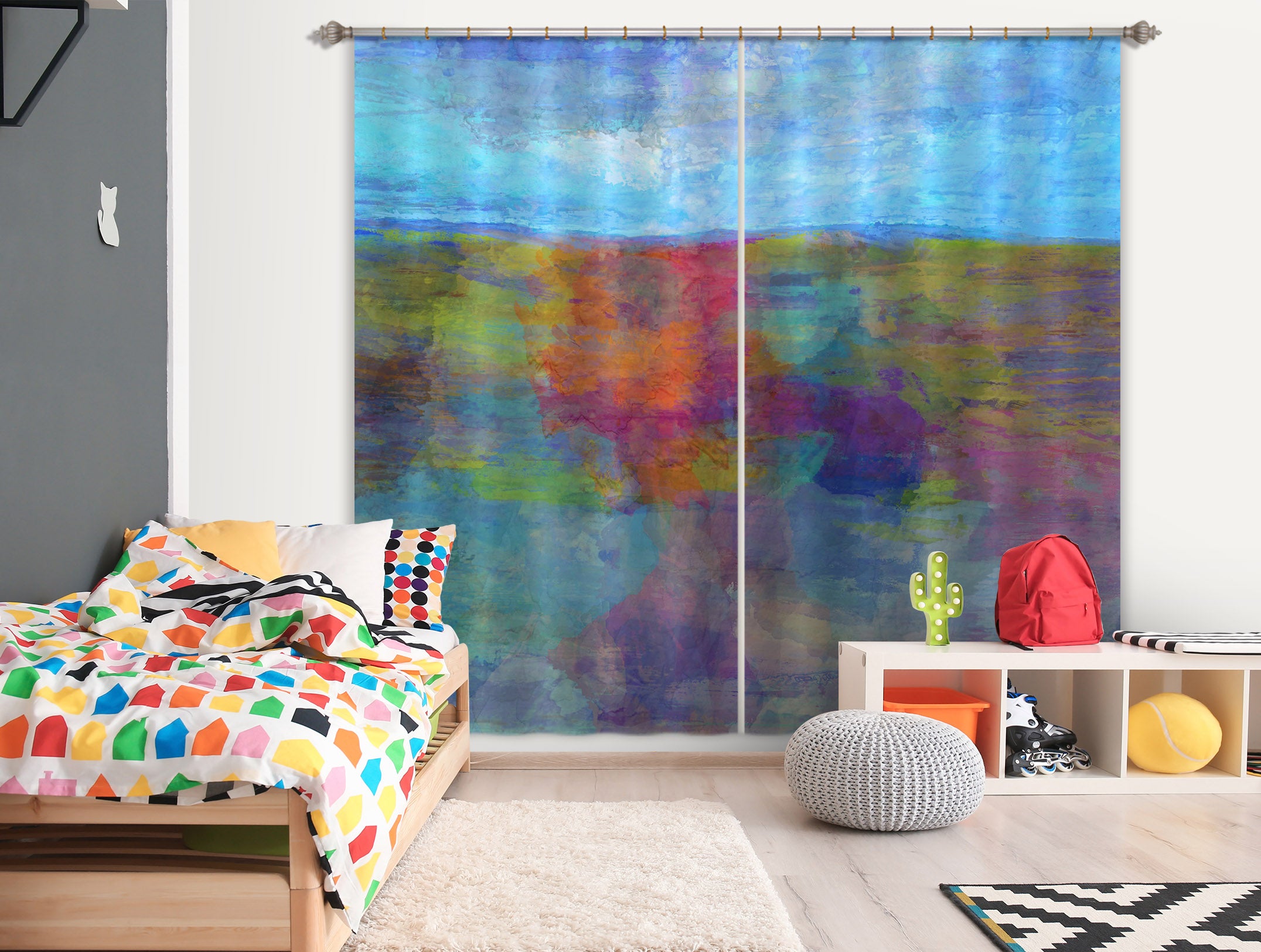 3D Colored Grassland 054 Michael Tienhaara Curtain Curtains Drapes