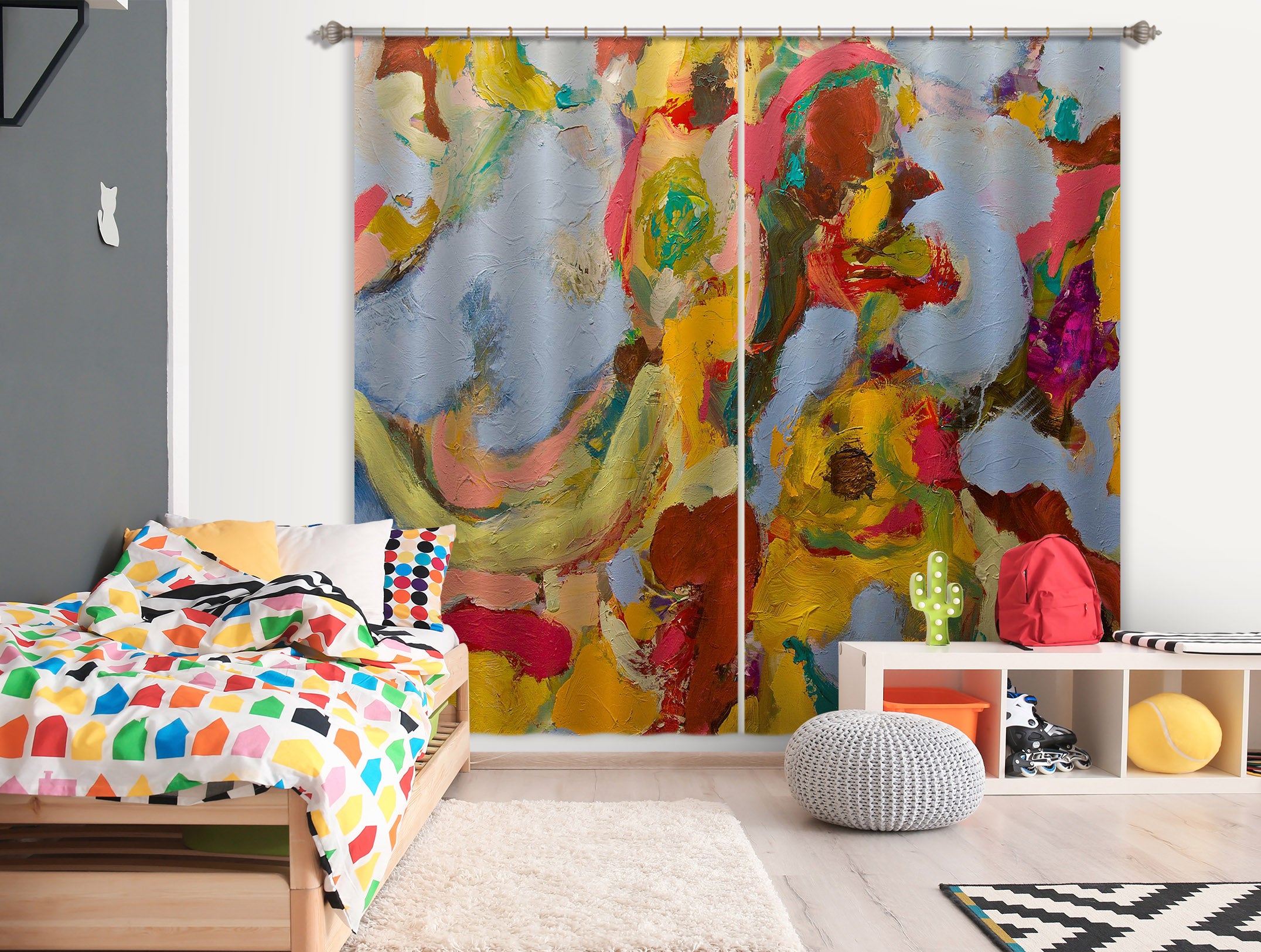 3D Color Graffiti 188 Allan P. Friedlander Curtain Curtains Drapes