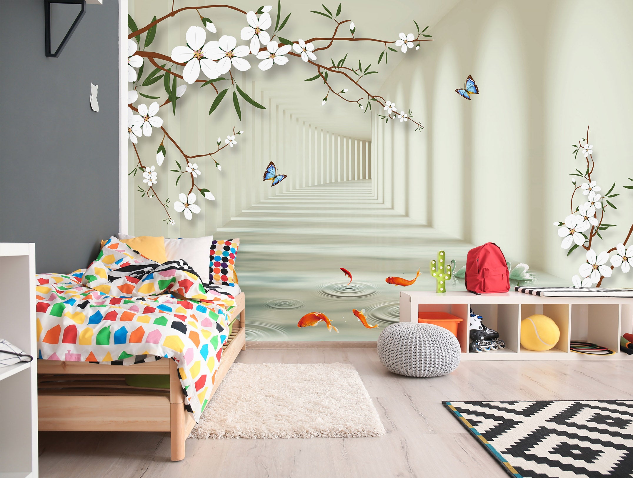 3D White Promenade 1595 Wall Murals