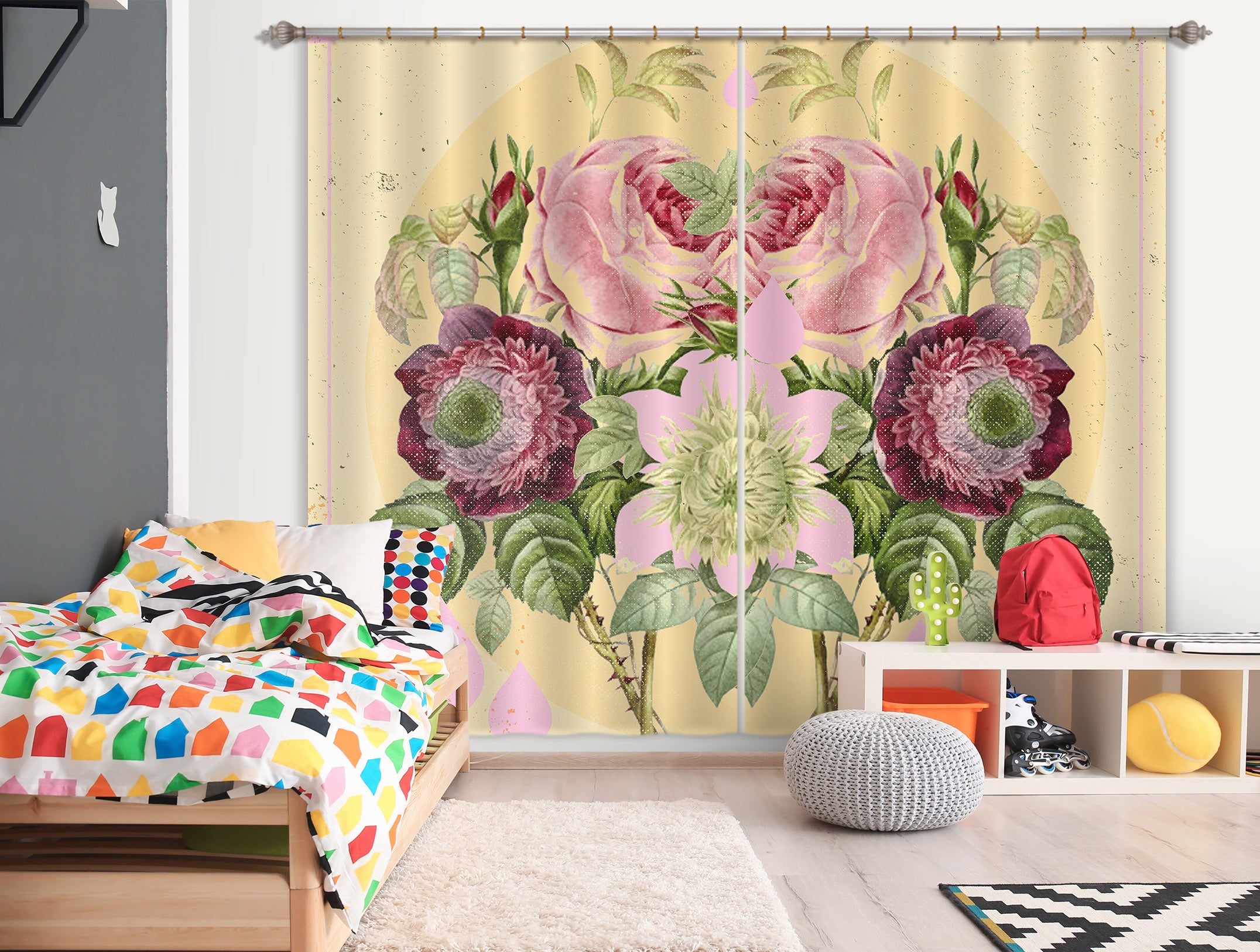 3D Bouquet 051 Showdeer Curtain Curtains Drapes
