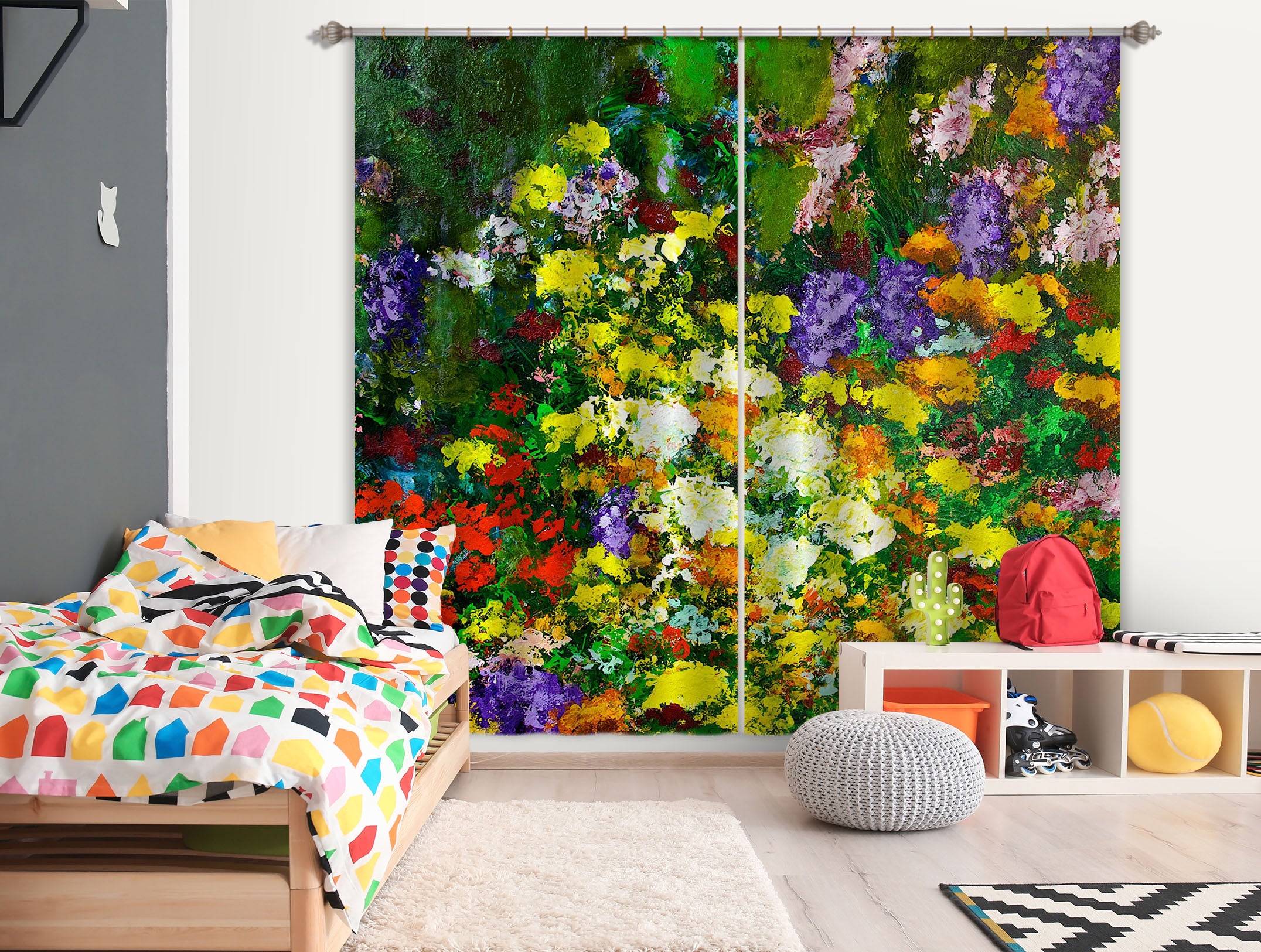 3D Bright Flowers 197 Allan P. Friedlander Curtain Curtains Drapes