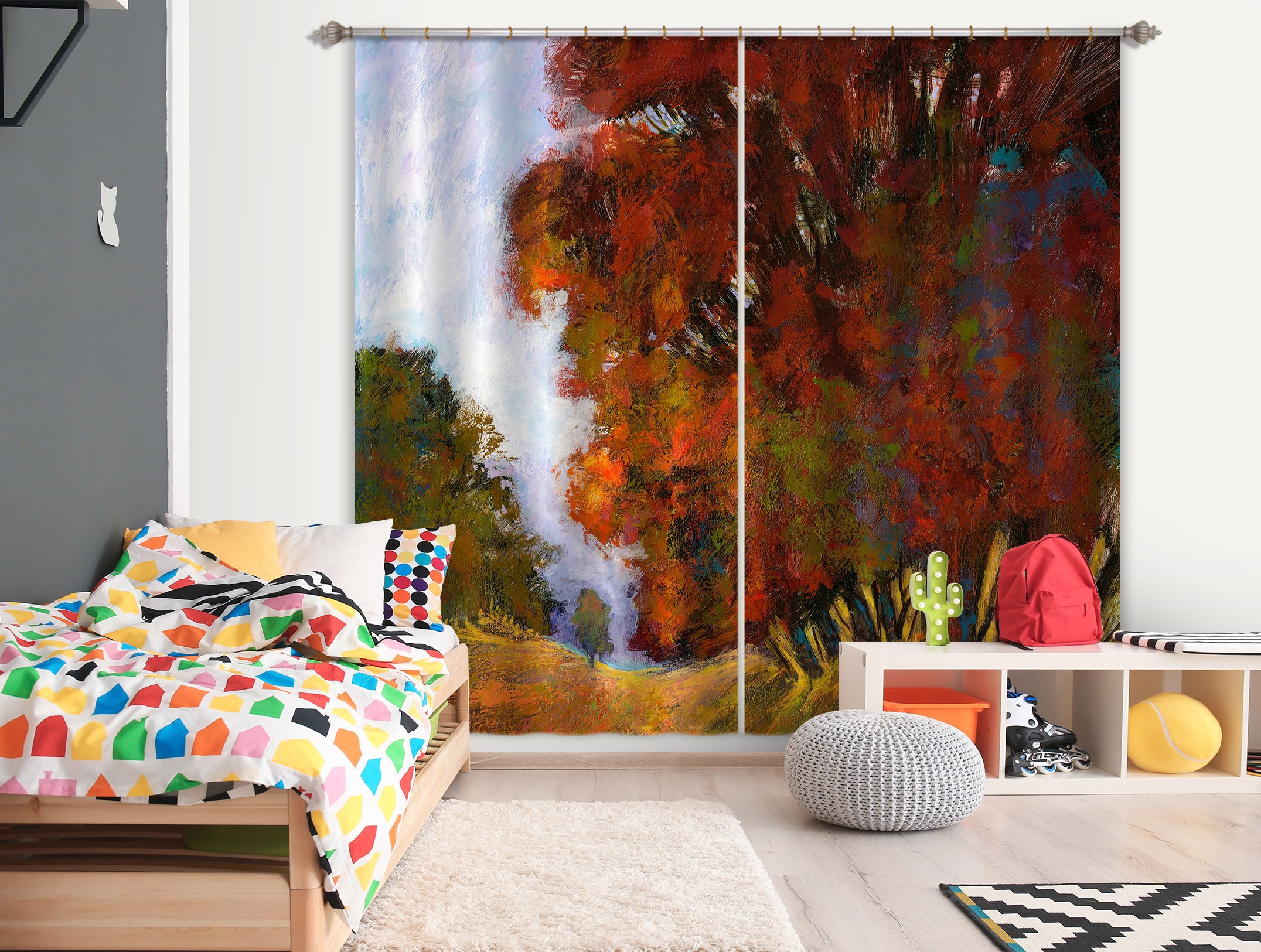 3D Red Maple Forest 212 Michael Tienhaara Curtain Curtains Drapes