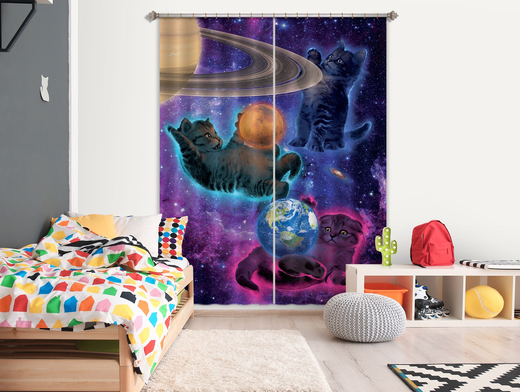 3D Cosmic Kittens 026 Vincent Hie Curtain Curtains Drapes