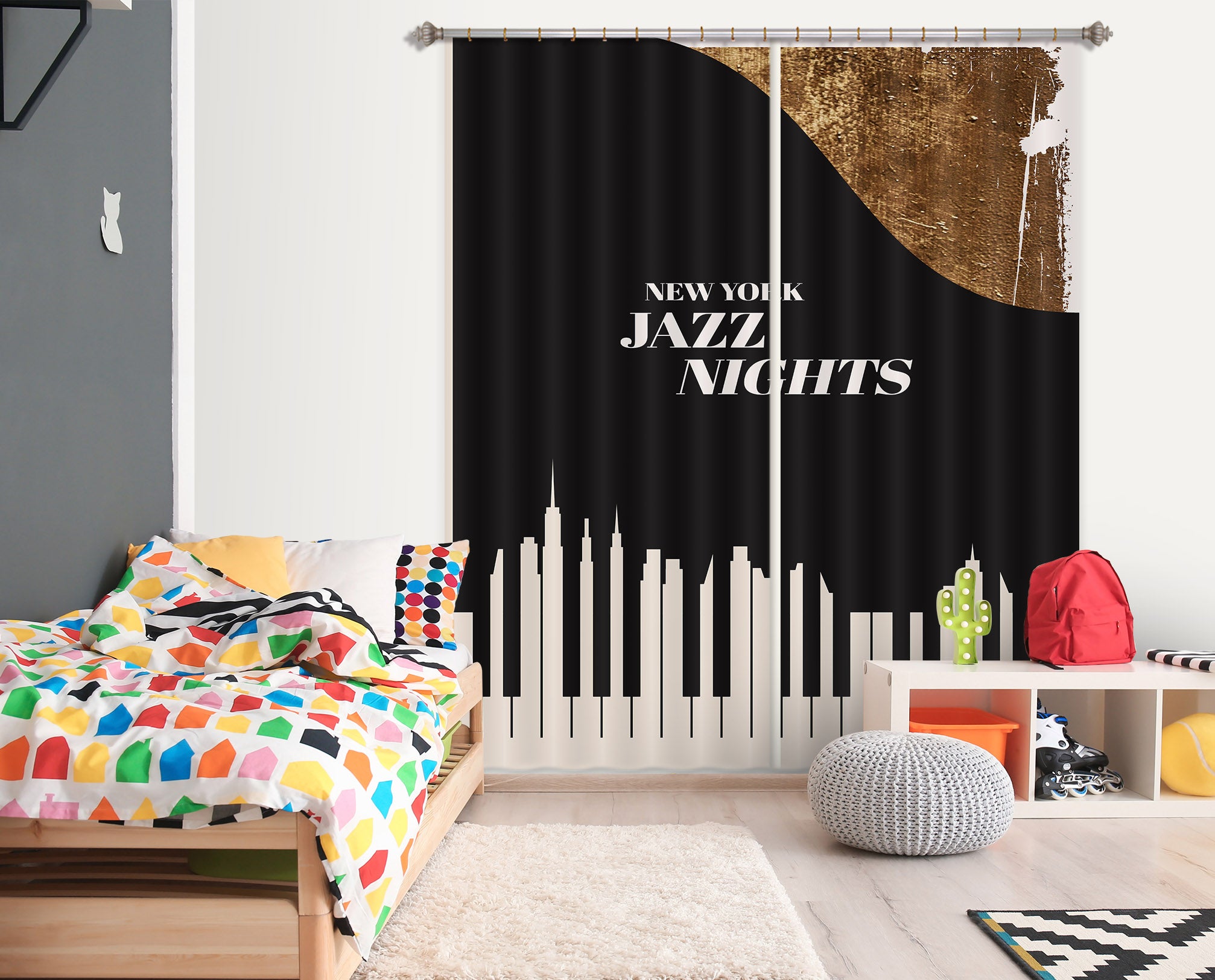 3D Piano Key Pattern 1066 Boris Draschoff Curtain Curtains Drapes
