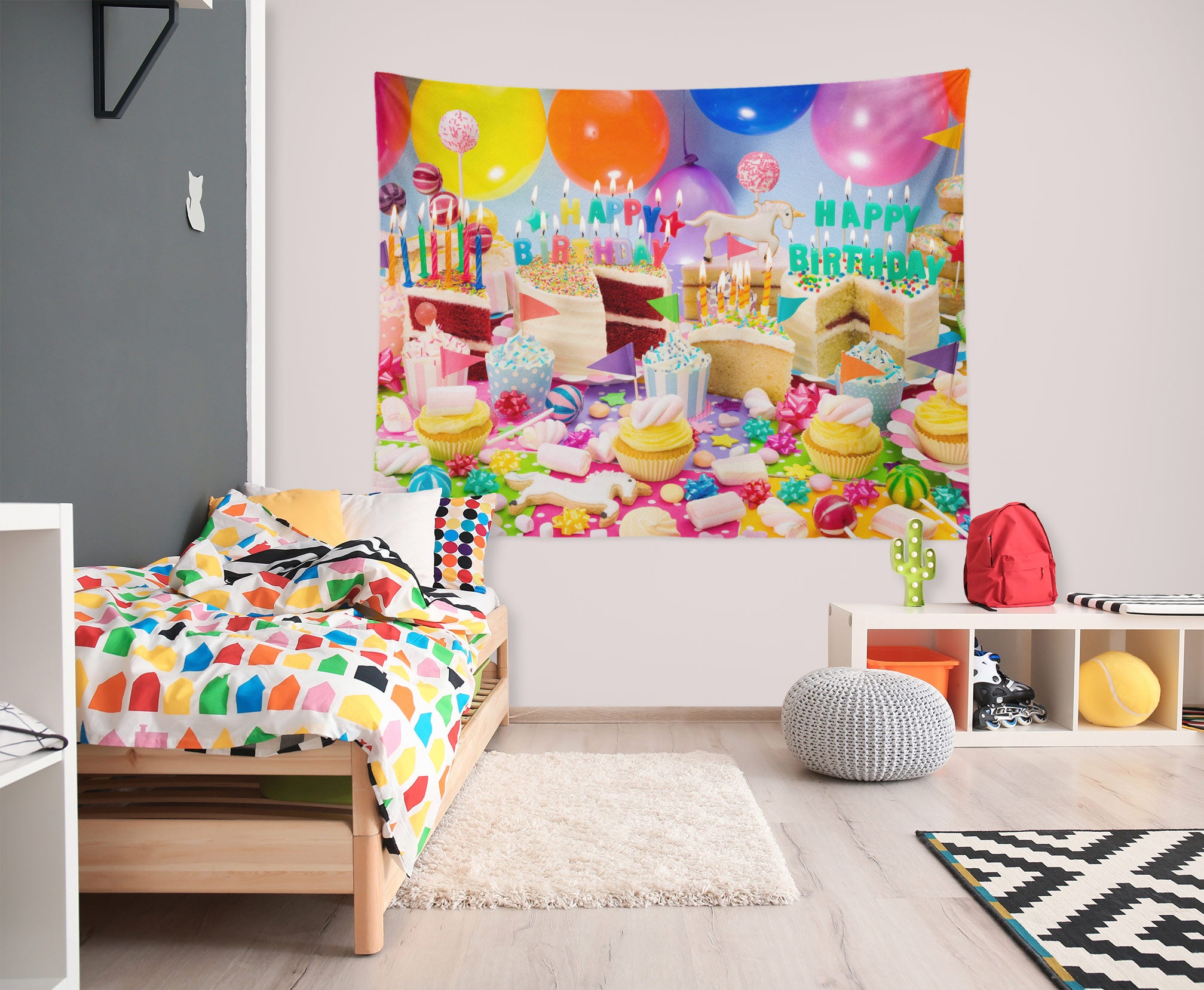 3D Colorful Balloon Cake 11680 Assaf Frank Tapestry Hanging Cloth Hang