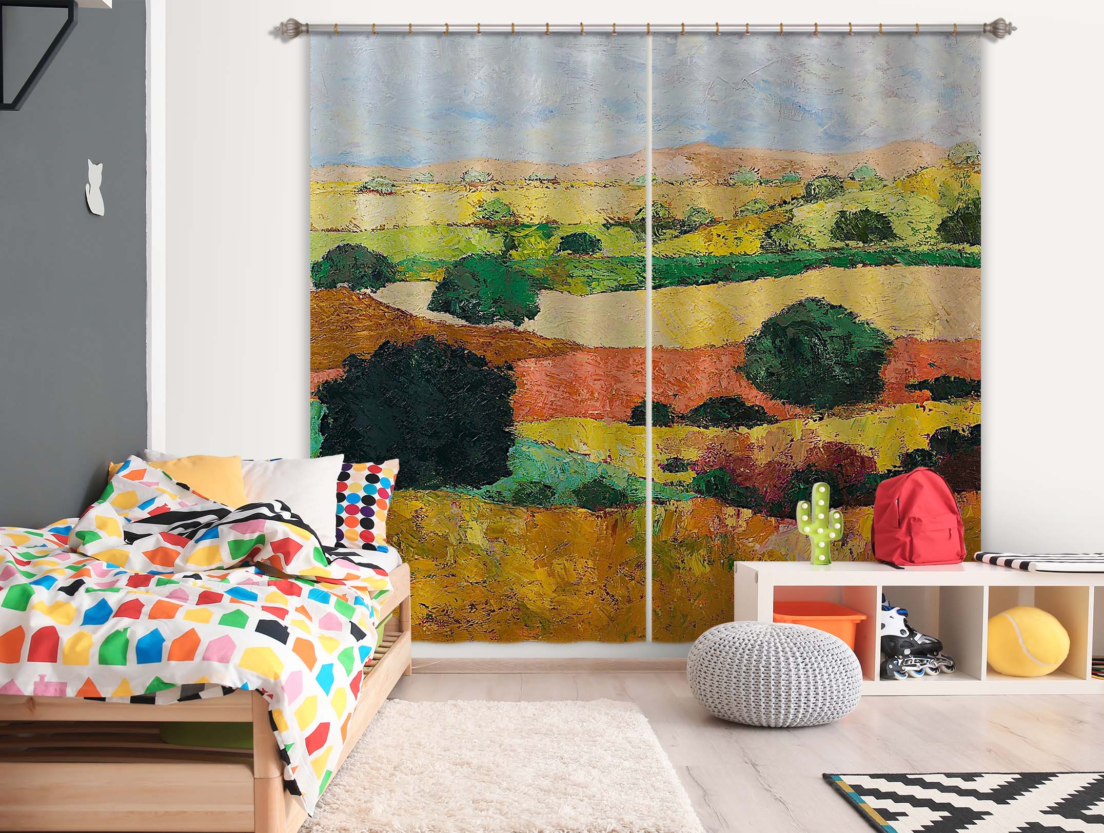 3D Colored Field 149 Allan P. Friedlander Curtain Curtains Drapes