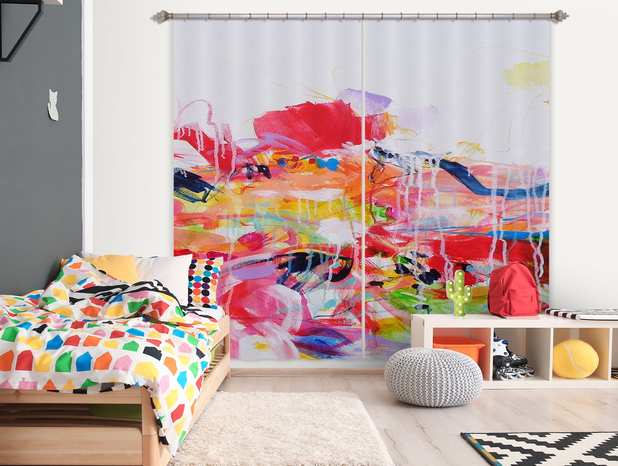 3D Pink Watercolor 2399 Misako Chida Curtain Curtains Drapes