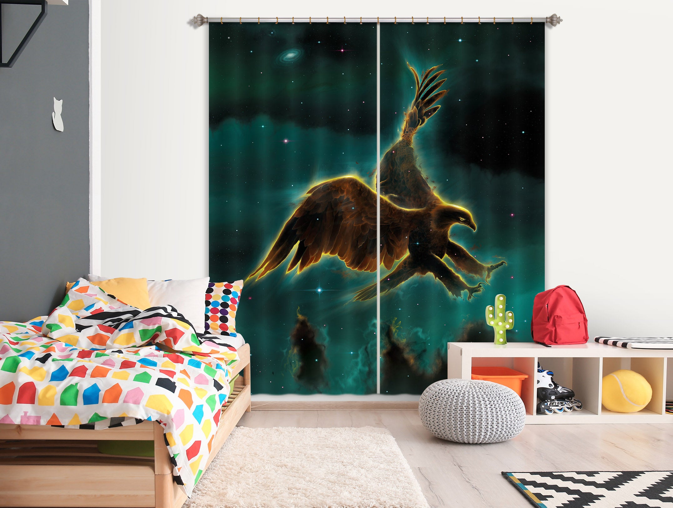3D Eagle Galaxy 035 Vincent Hie Curtain Curtains Drapes