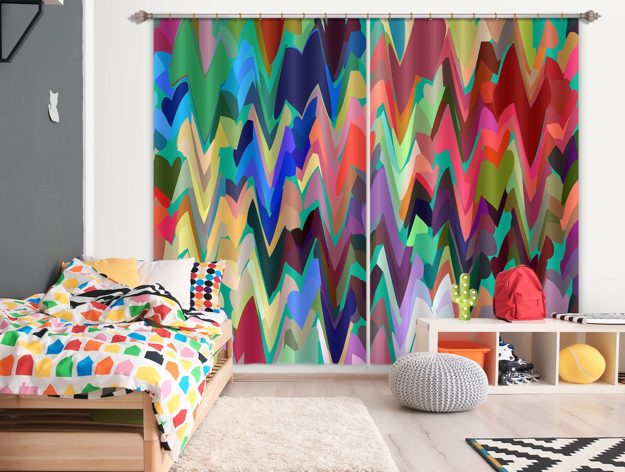 3D Colored Wavy 71064 Shandra Smith Curtain Curtains Drapes