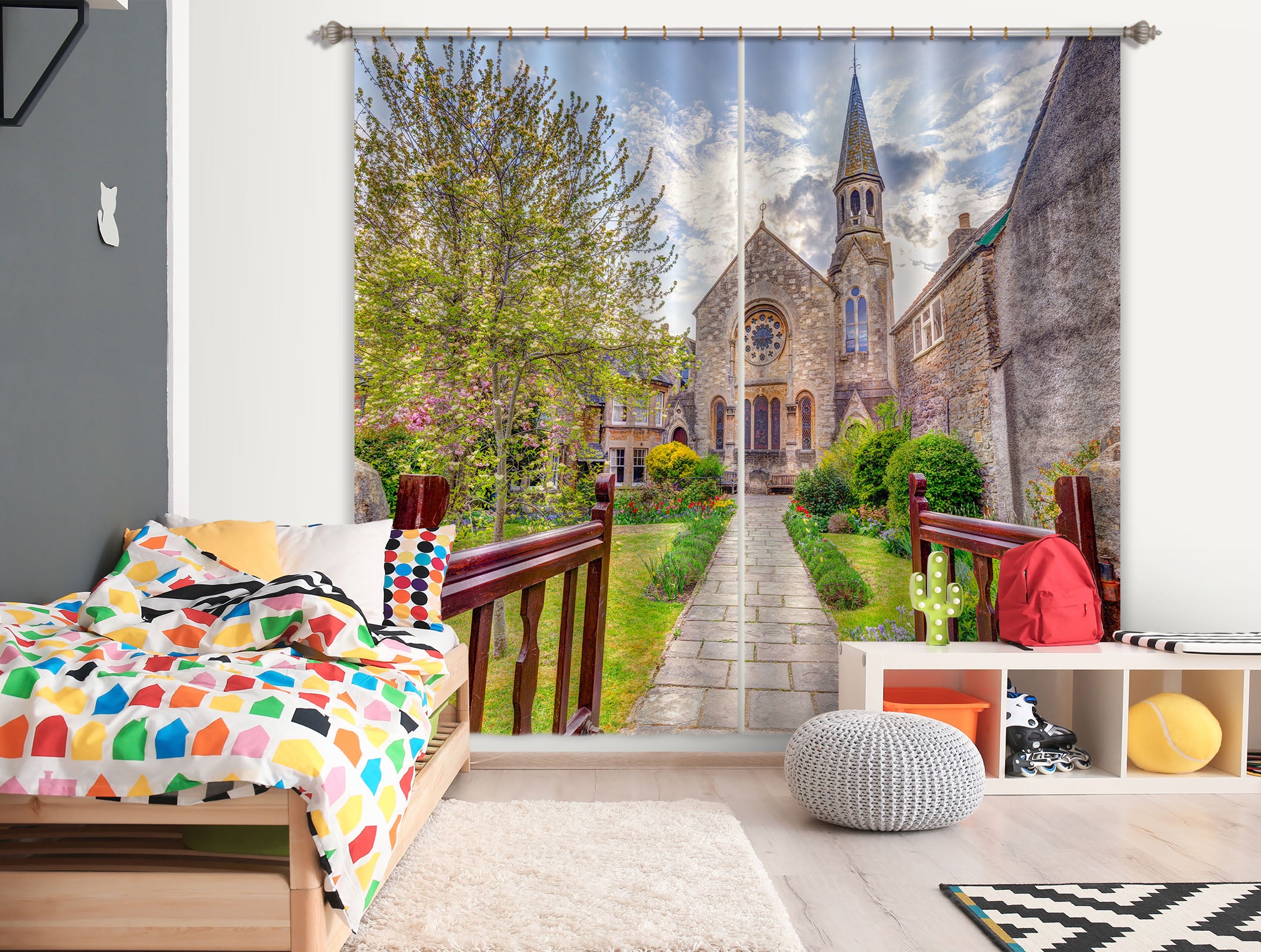 3D Villa Garden 6381 Assaf Frank Curtain Curtains Drapes