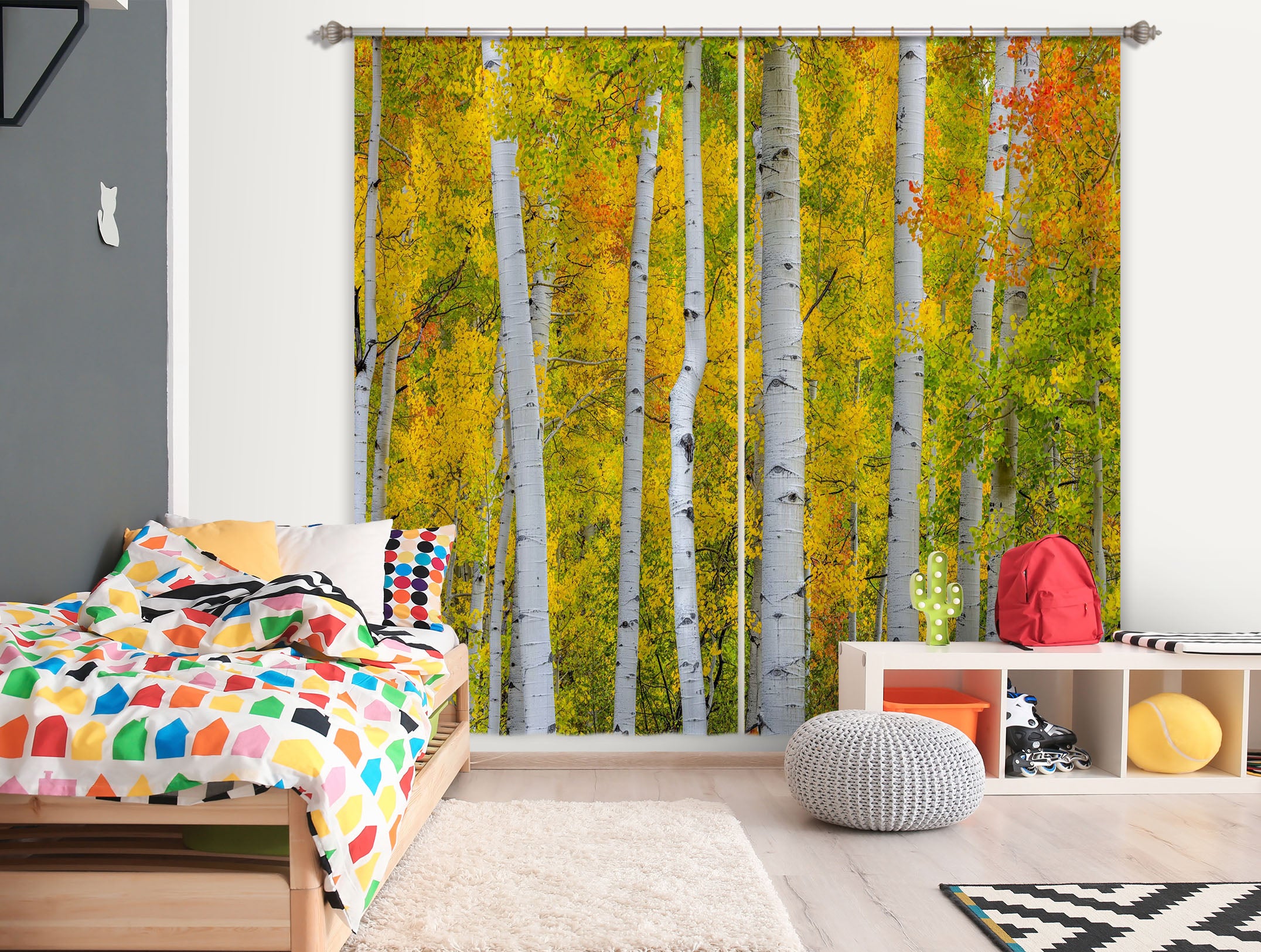 3D Autumn Forest 169 Marco Carmassi Curtain Curtains Drapes