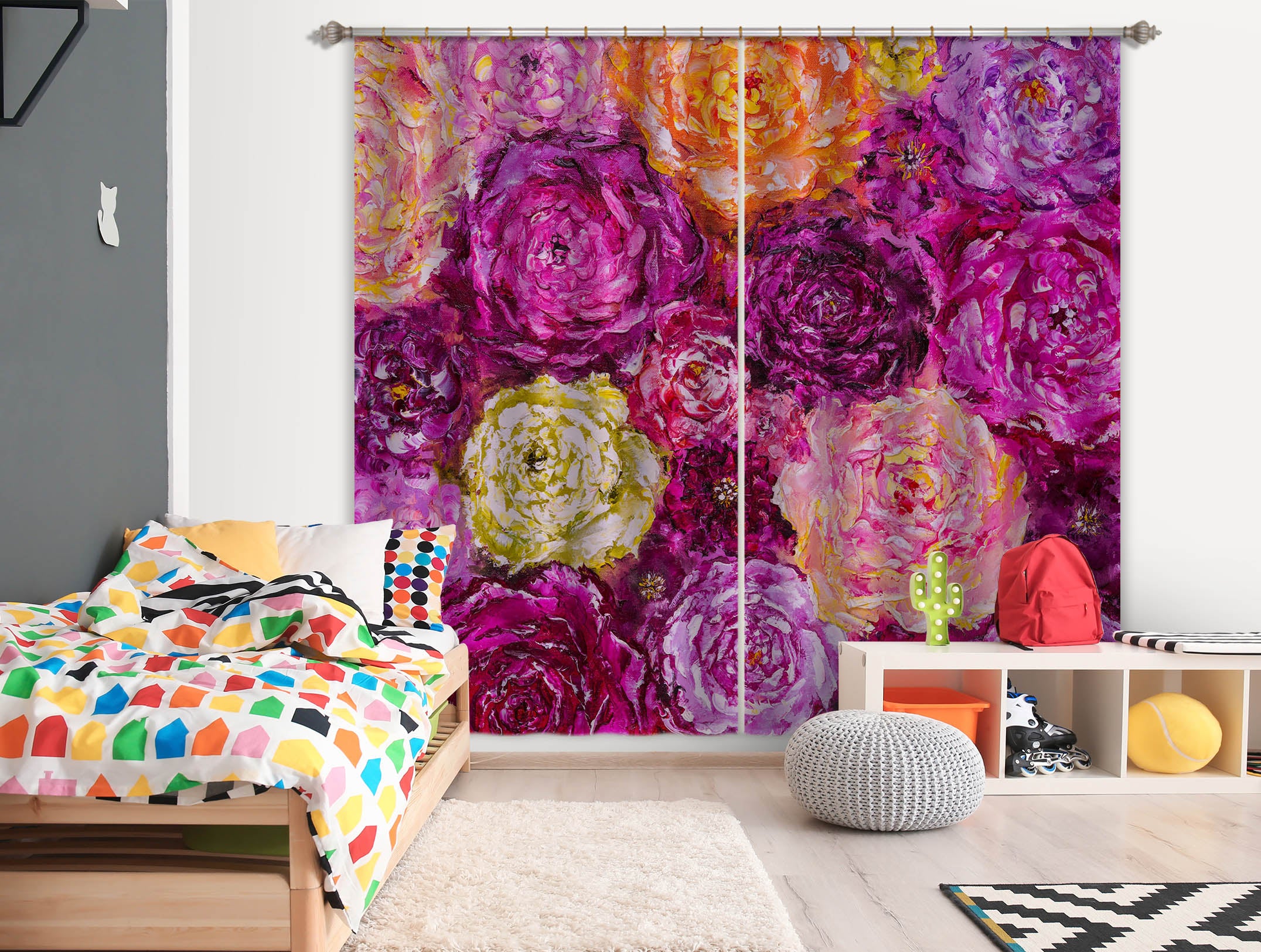 3D Bright Flowers 2395 Skromova Marina Curtain Curtains Drapes