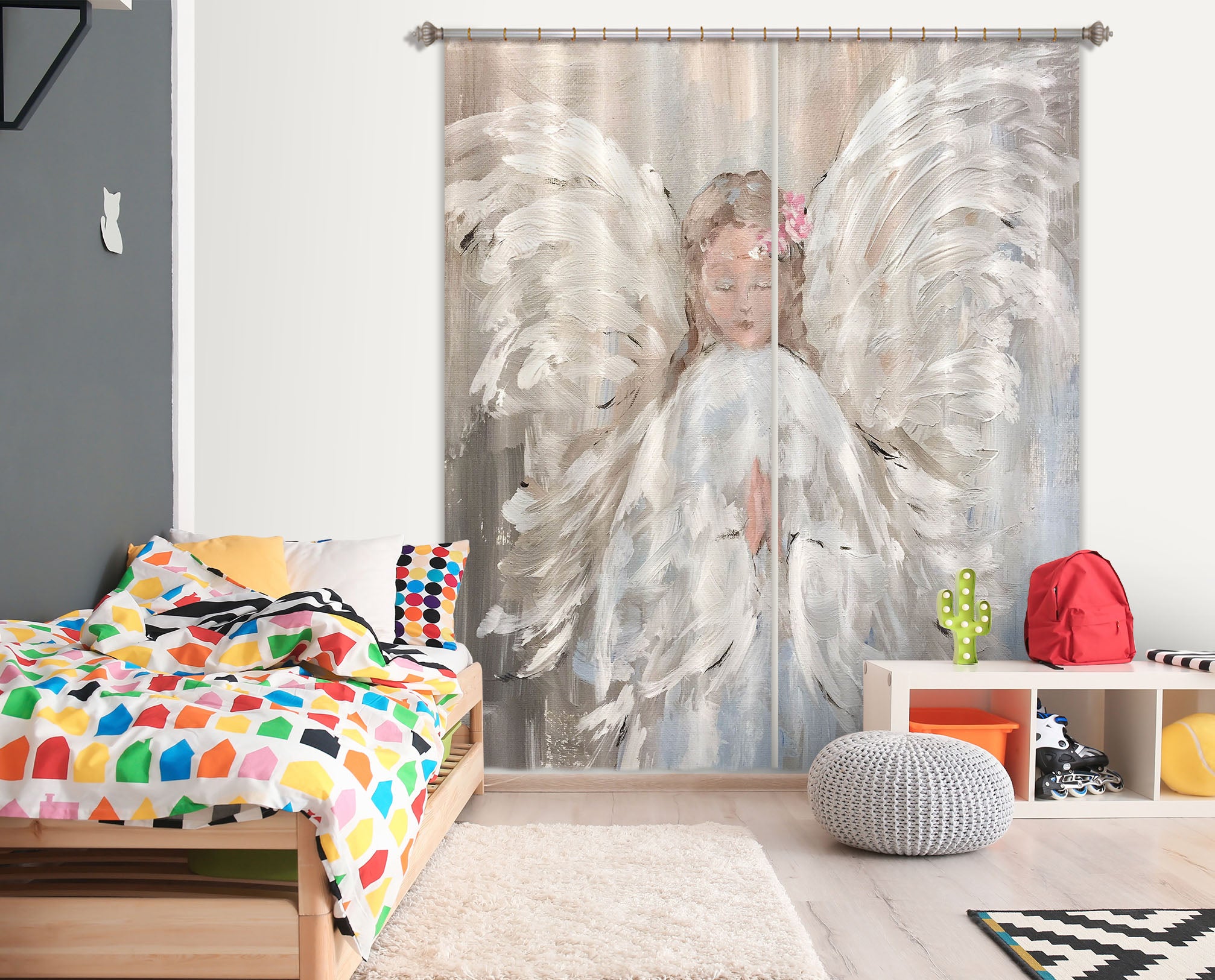 3D Angel Praying 1017 Debi Coules Curtain Curtains Drapes