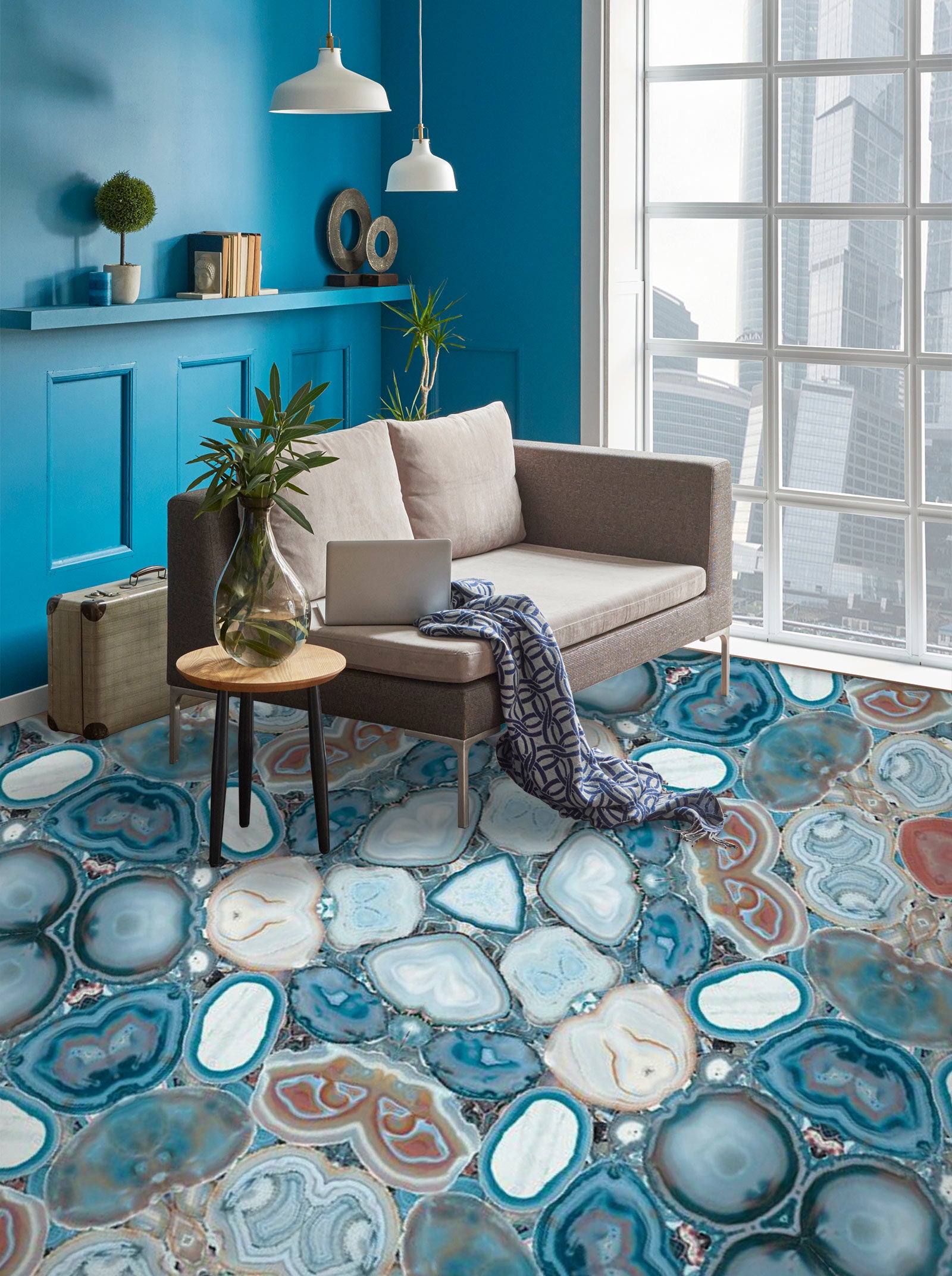 3D Fun Blue Stones 151 Floor Mural  Wallpaper Murals Rug & Mat Print Epoxy waterproof bath floor