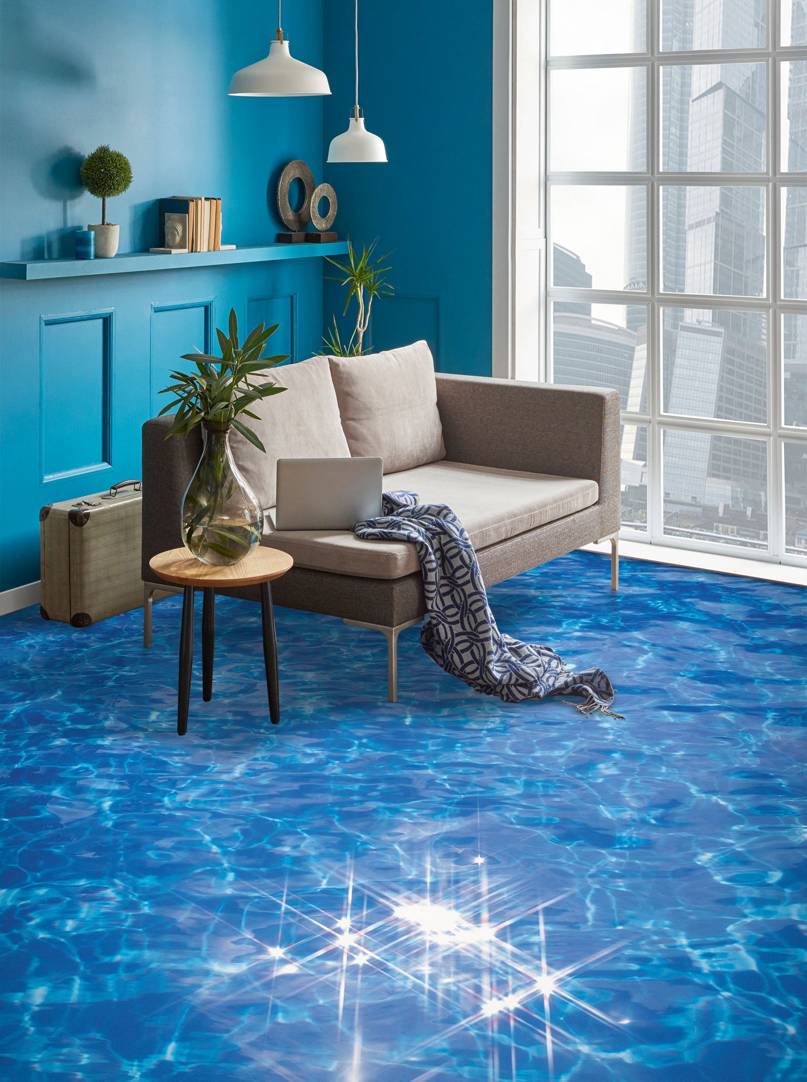 3D Light Art In The Water 1481 Floor Mural  Wallpaper Murals Self-Adhesive Removable Print Epoxy