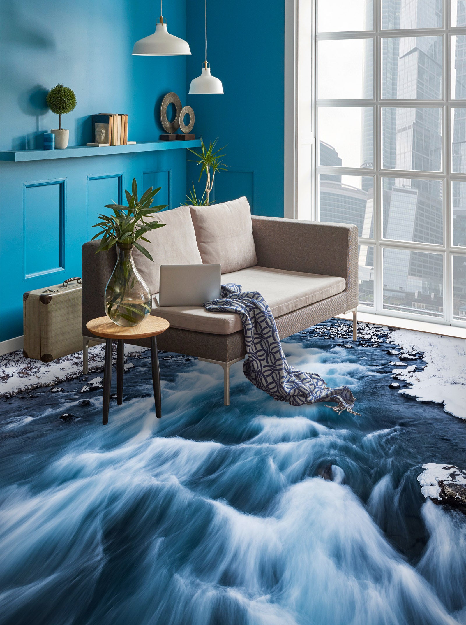 3D Deep Blue Turbulent Water 824 Floor Mural  Wallpaper Murals Rug & Mat Print Epoxy waterproof bath floor