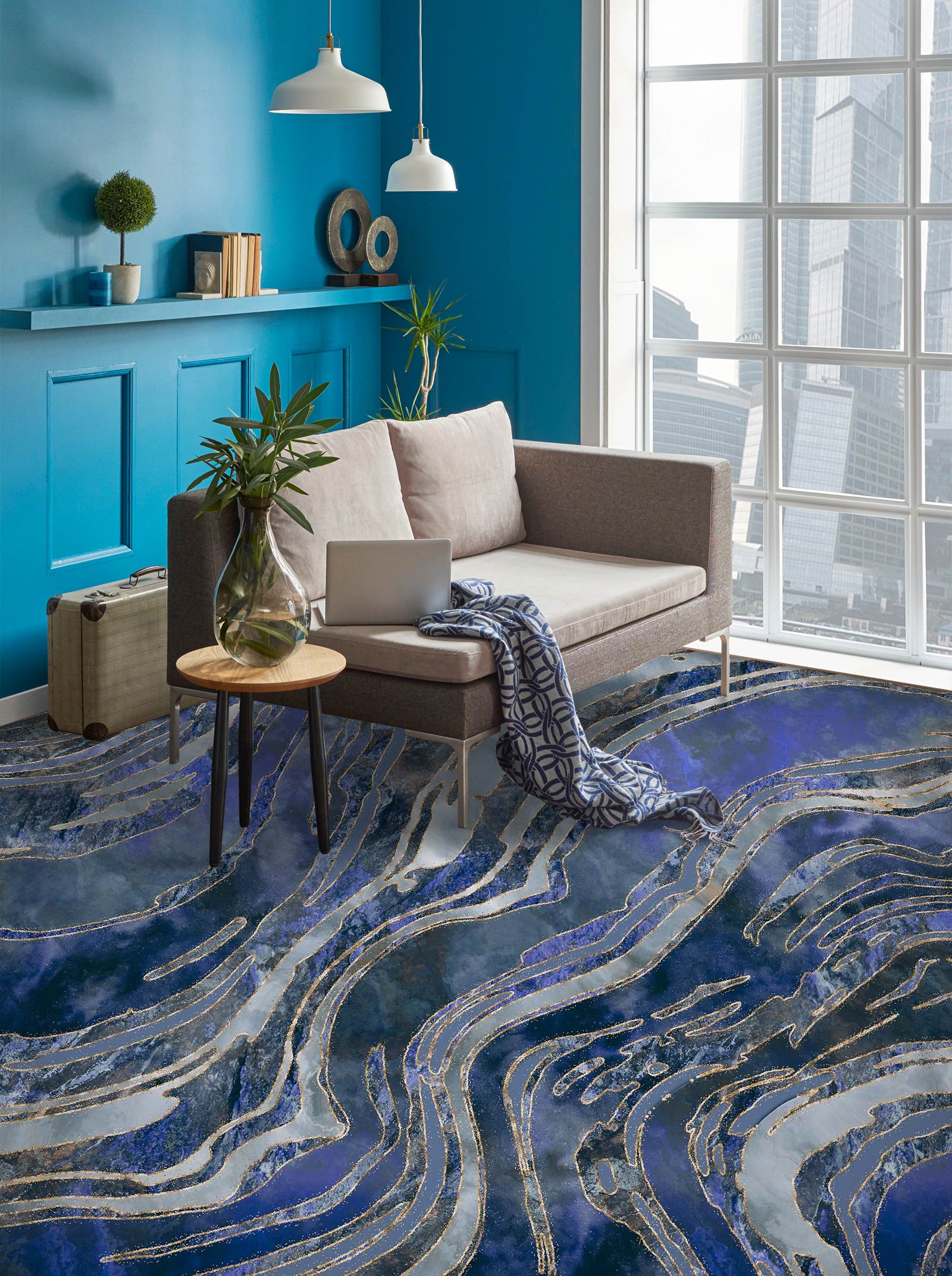 3D Gray Purple Stripes 102126 Andrea Haase Floor Mural  Wallpaper Murals Self-Adhesive Removable Print Epoxy