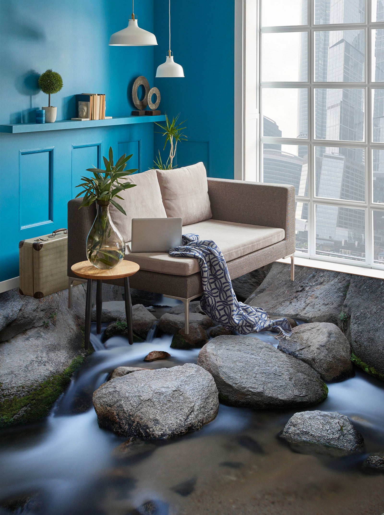 3D Water Between The Stones 1454 Floor Mural  Wallpaper Murals Self-Adhesive Removable Print Epoxy