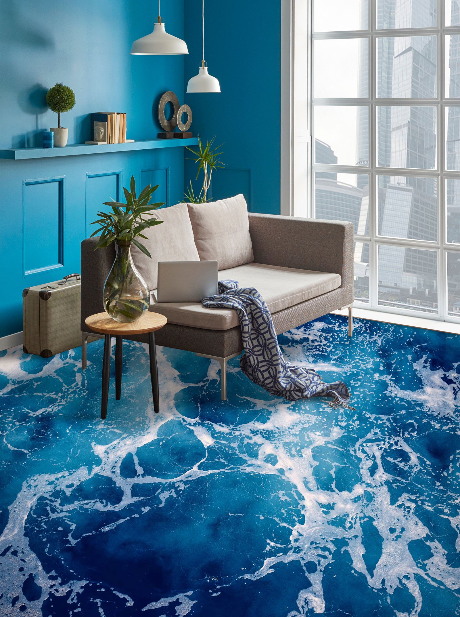 3D Blue Water Art 134 Floor Mural  Wallpaper Murals Rug & Mat Print Epoxy waterproof bath floor