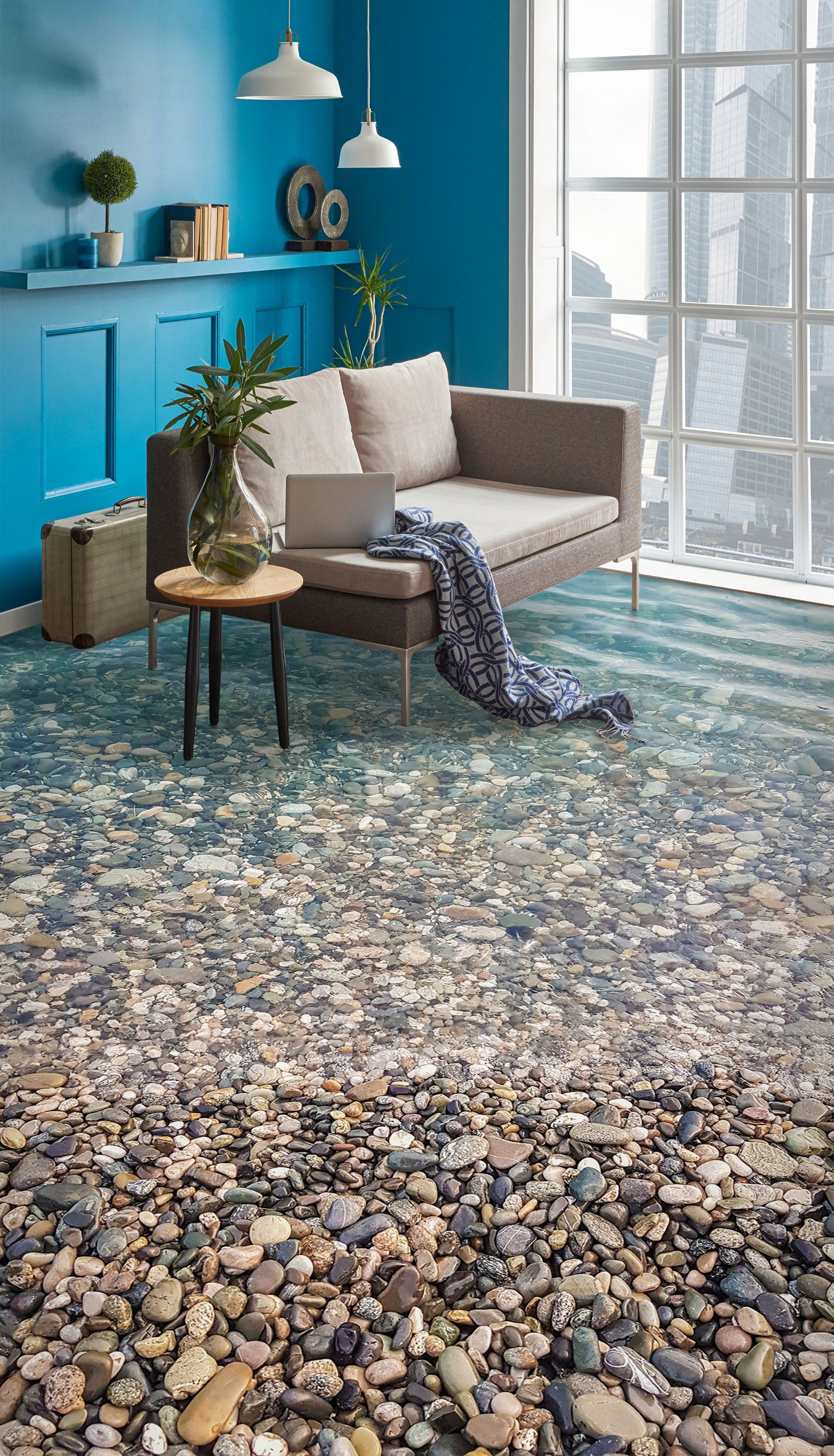 3D Stones In The Sea 886 Floor Mural  Wallpaper Murals Rug & Mat Print Epoxy waterproof bath floor