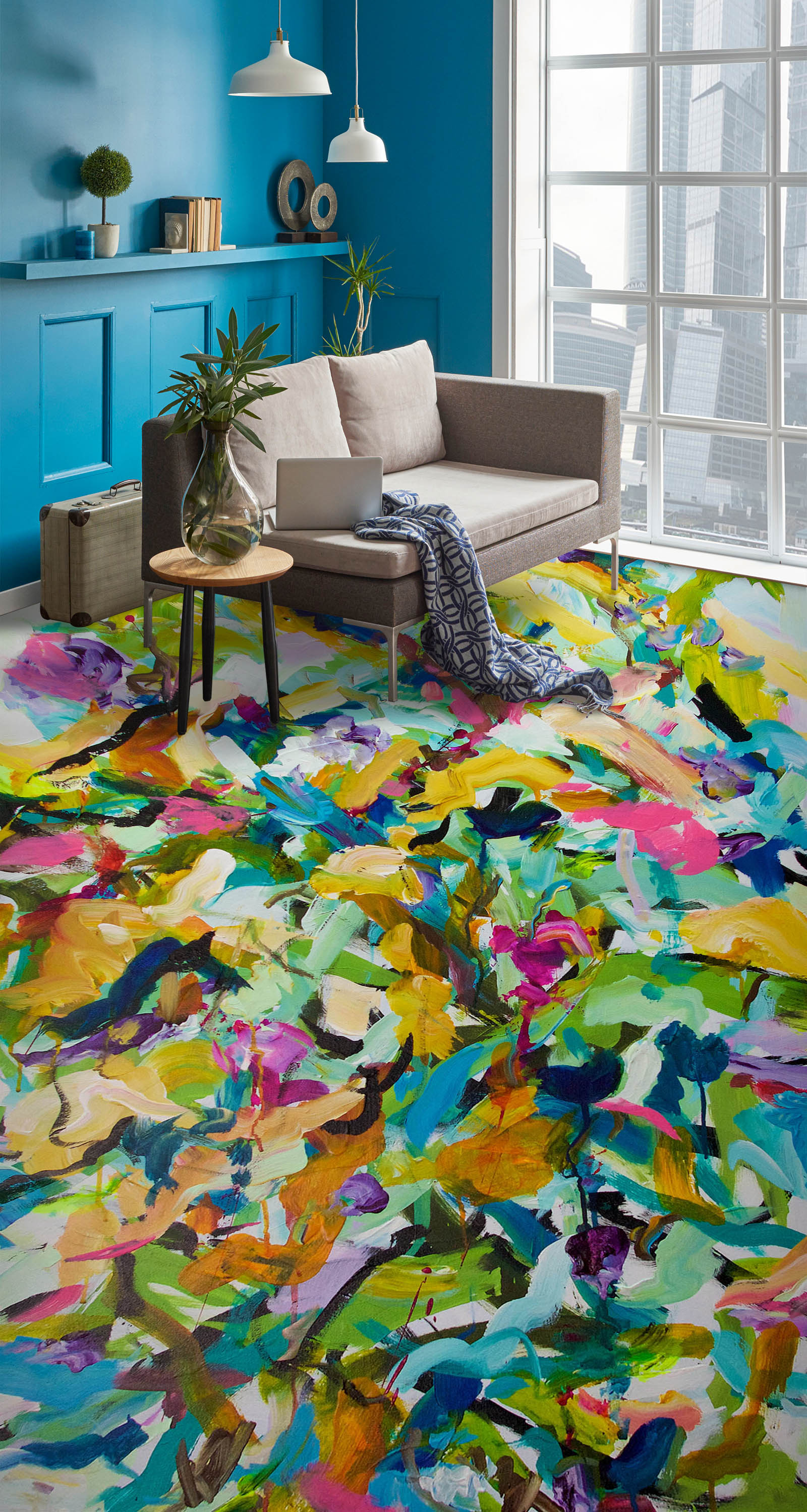 3D Colorful Paint Pattern 9504 Allan P. Friedlander Floor Mural  Wallpaper Murals Self-Adhesive Removable Print Epoxy