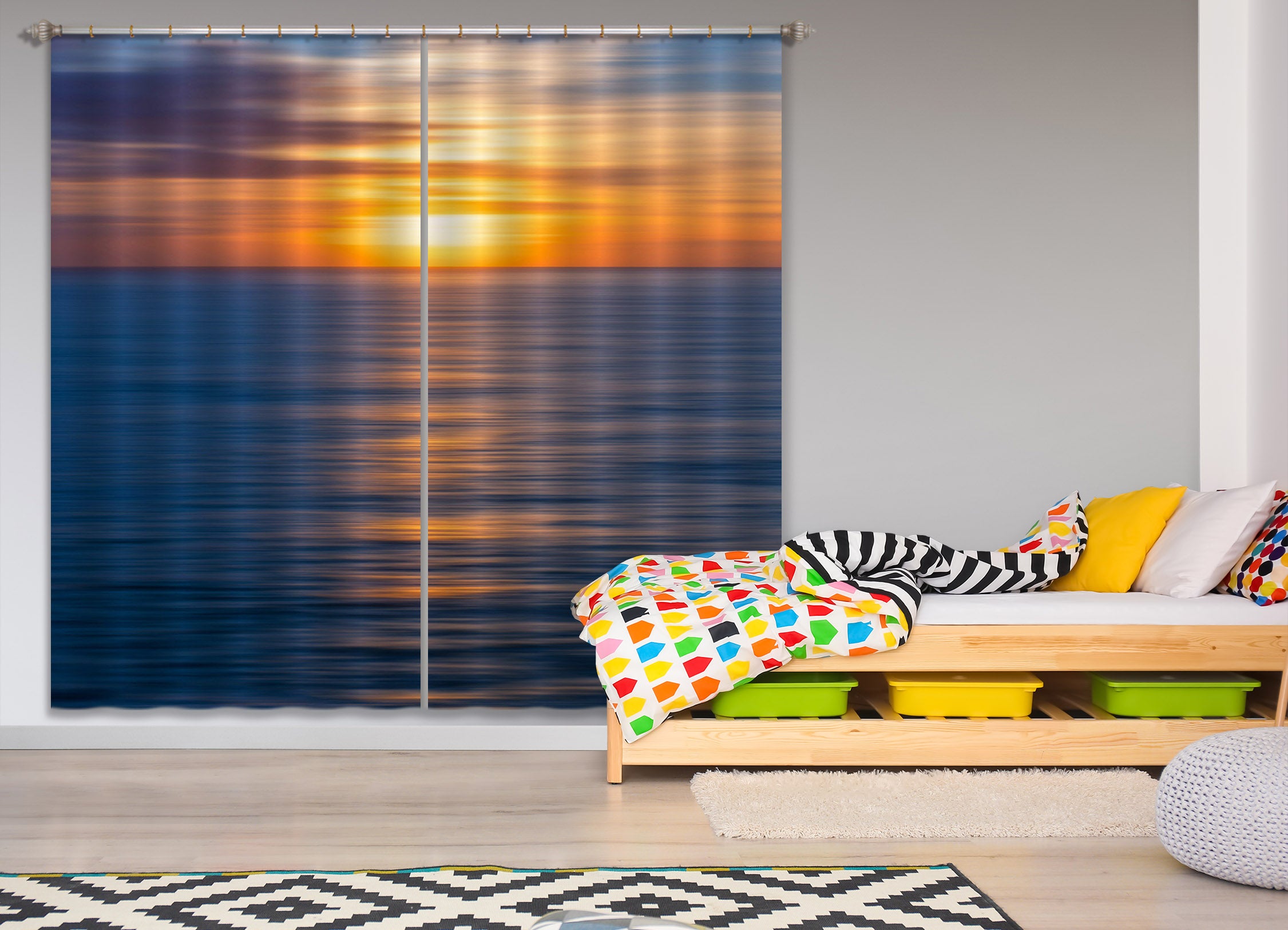 3D Sunset Sea 199 Marco Carmassi Curtain Curtains Drapes
