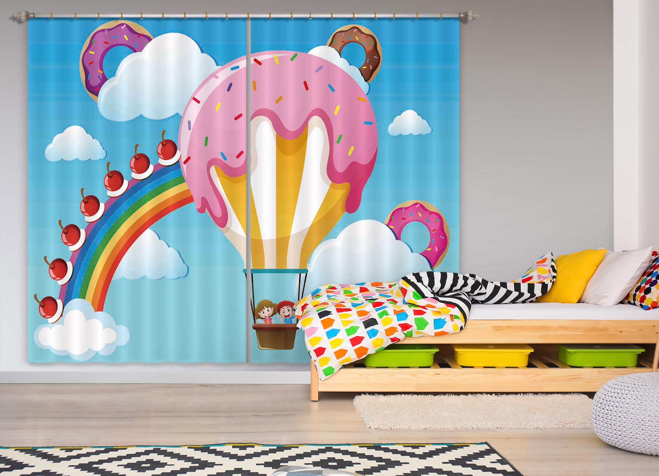 3D Hot Air Balloon 789 Curtains Drapes