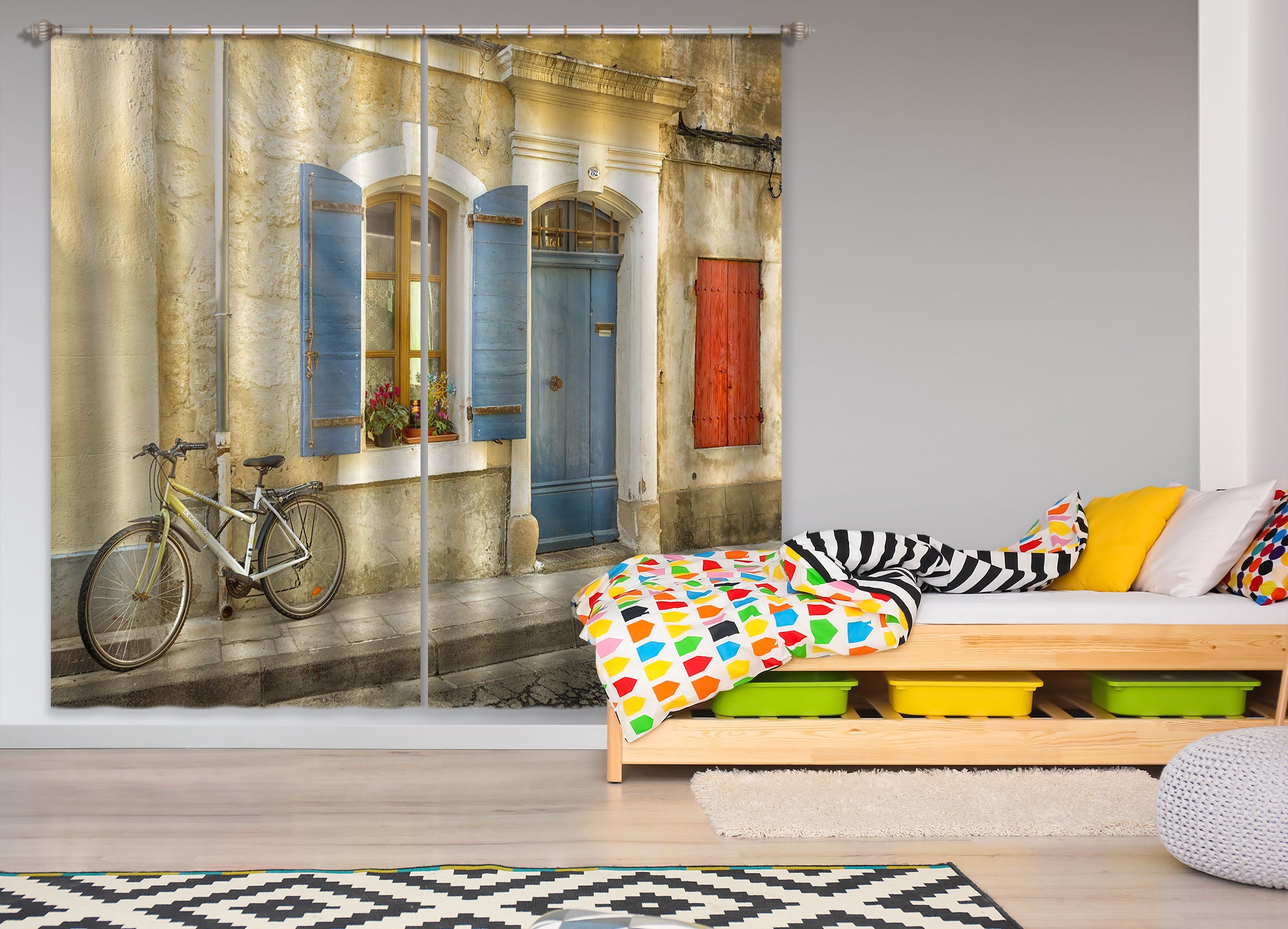 3D Retro Bicycle 046 Marco Carmassi Curtain Curtains Drapes