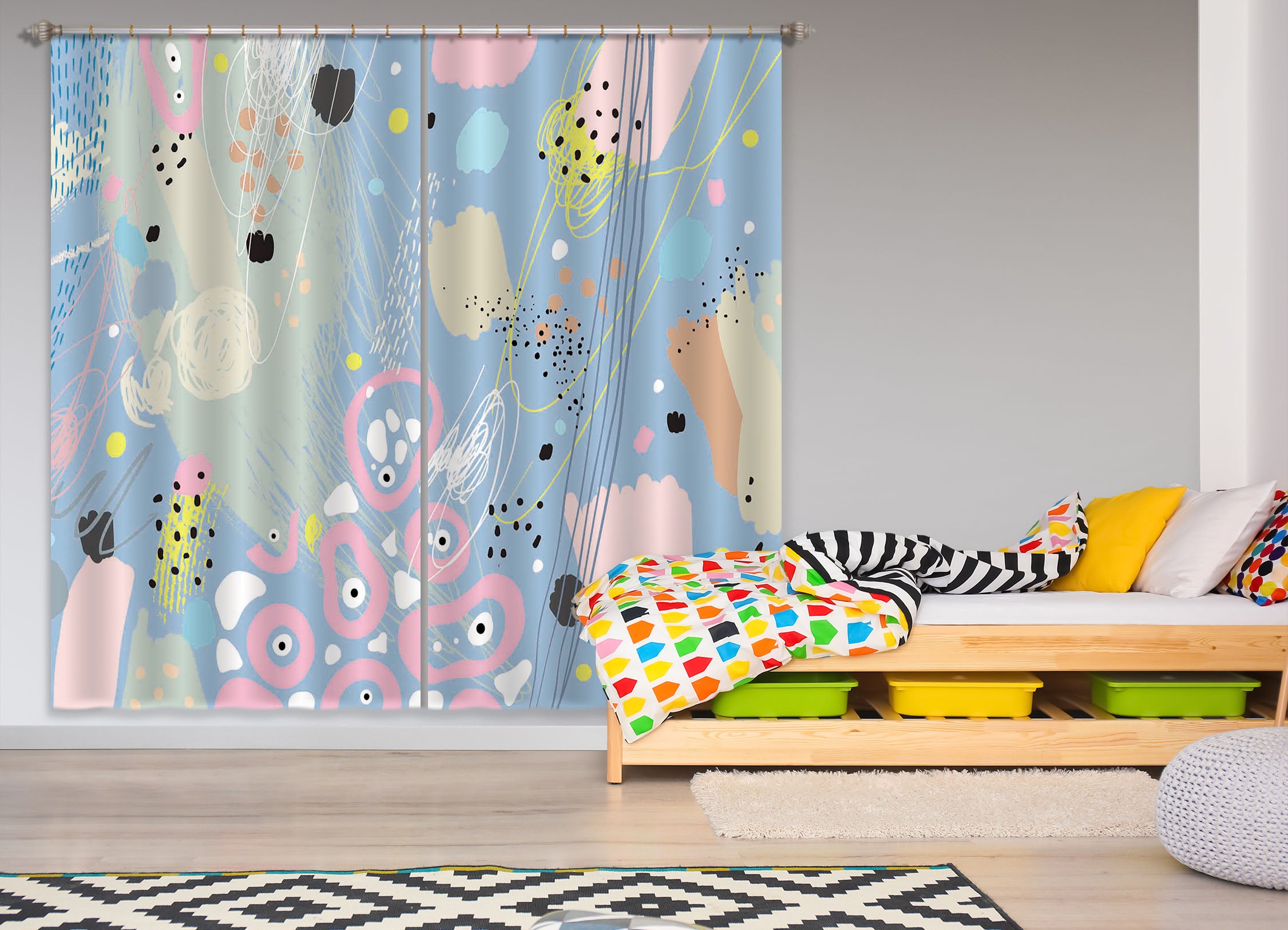 3D Color Pattern 784 Curtains Drapes