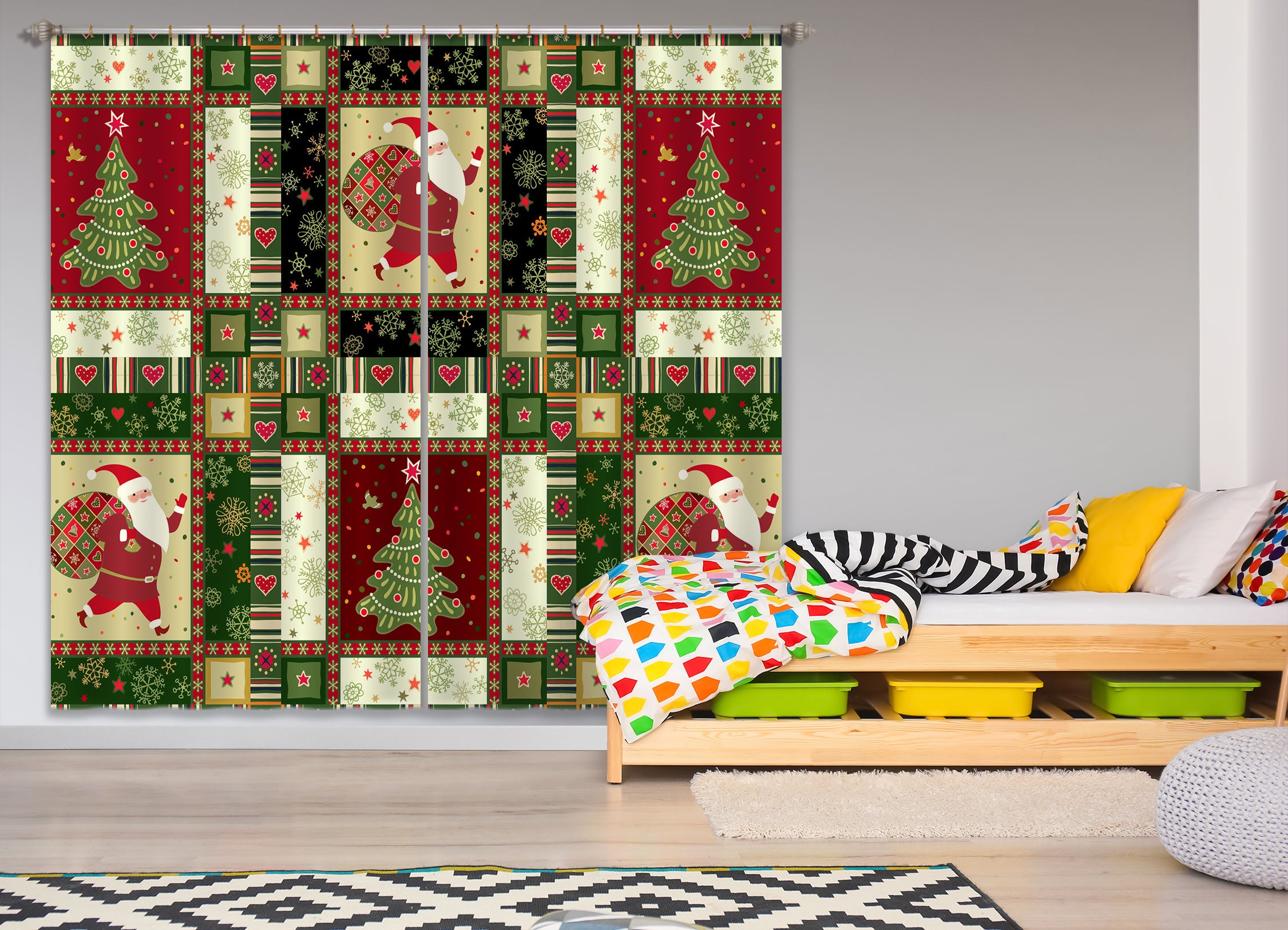 3D Santa Claus 53098 Christmas Curtains Drapes Xmas