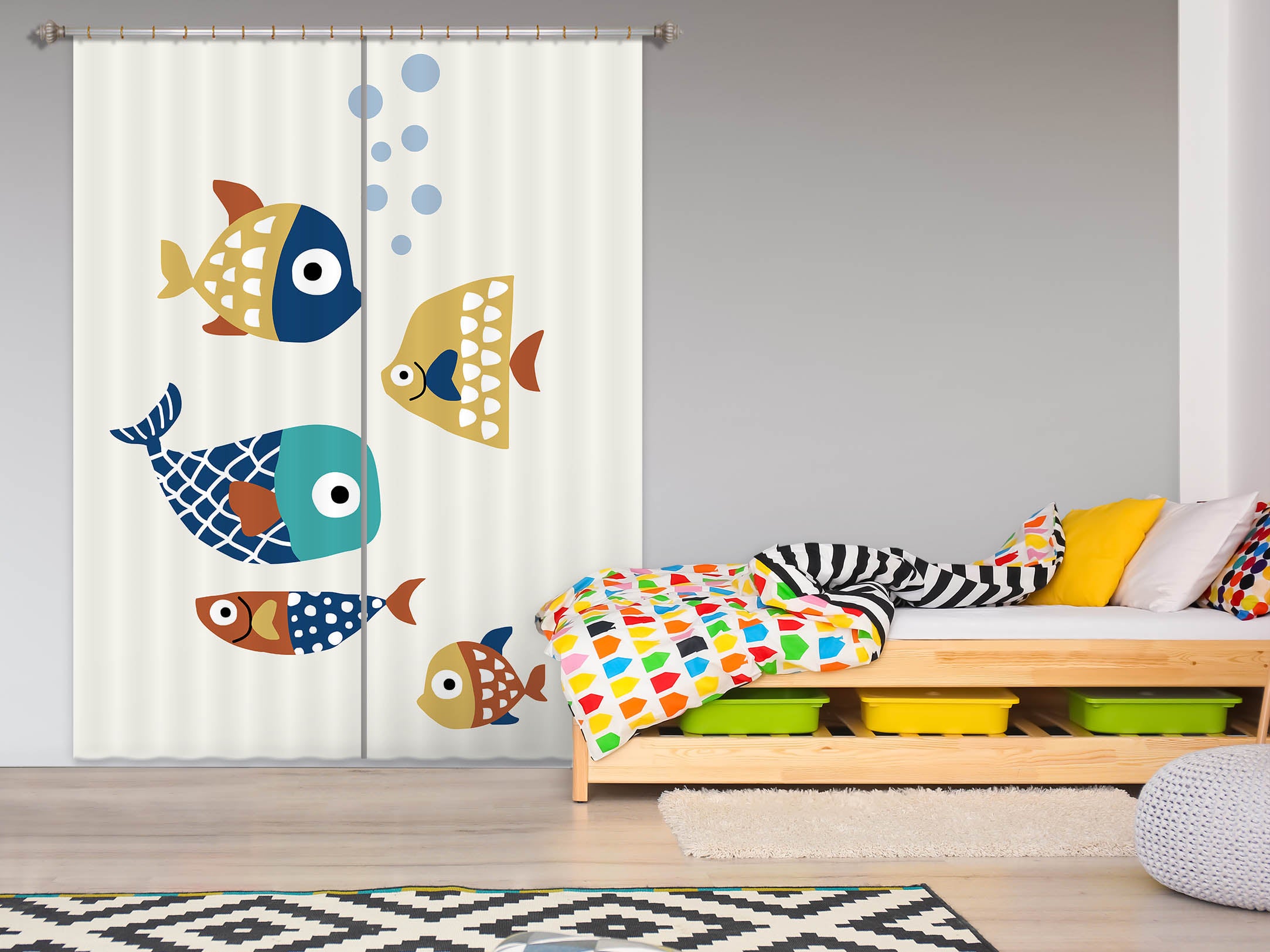 3D Color Fish 1077 Boris Draschoff Curtain Curtains Drapes